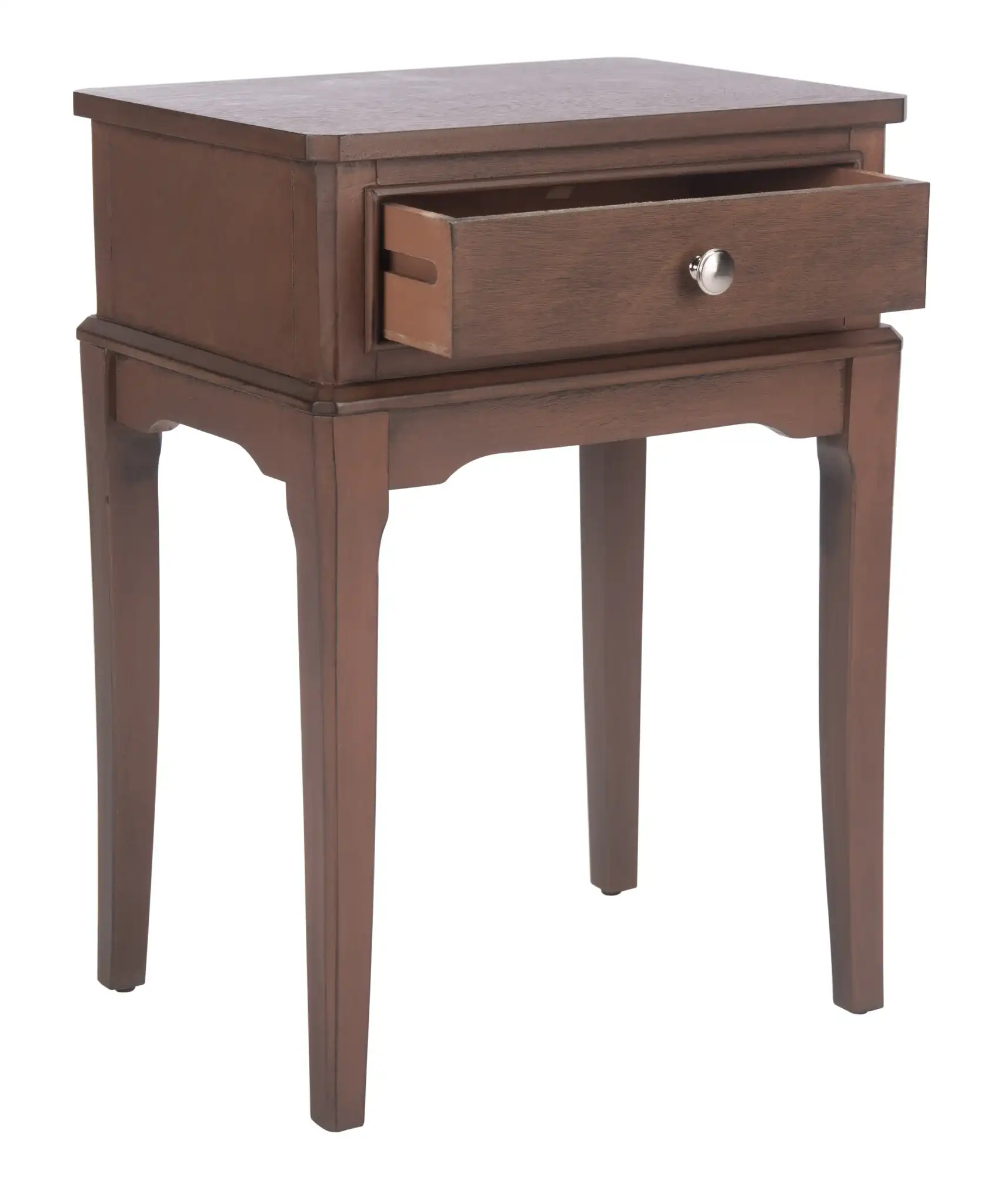 Opal One-Drawer Accent Table in Distressed White, detail view