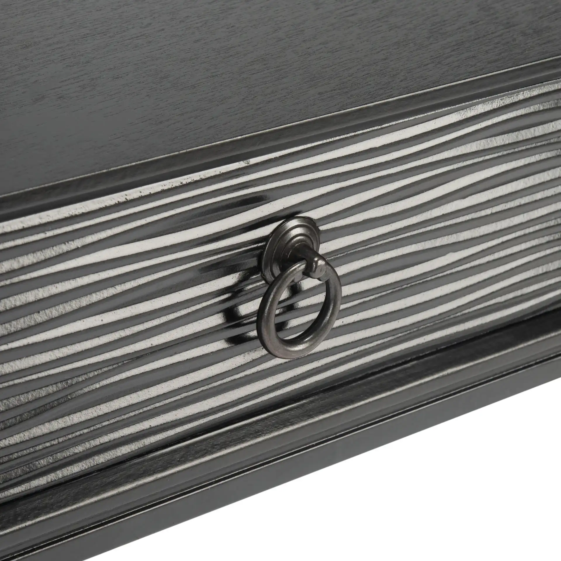 Mabel One-Drawer Accent Table in Black in a styled room