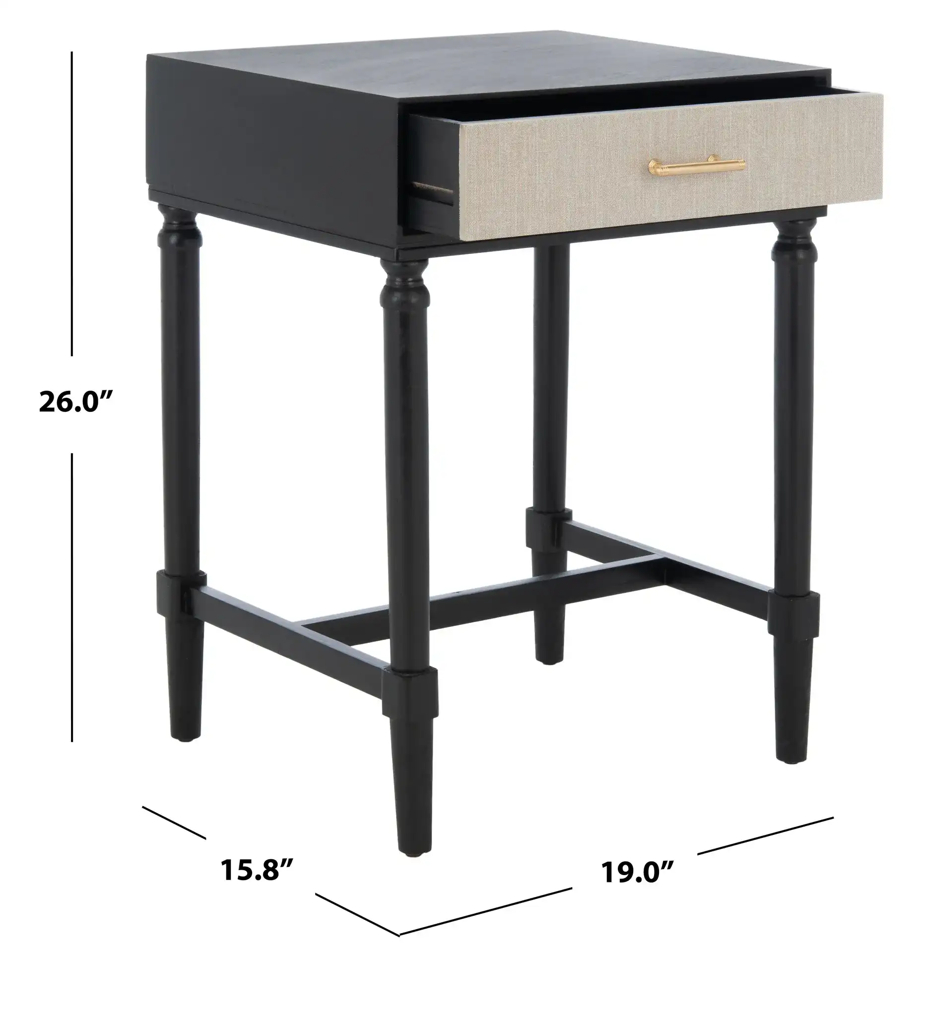 Estella One-Drawer Accent Table in Black, detail view