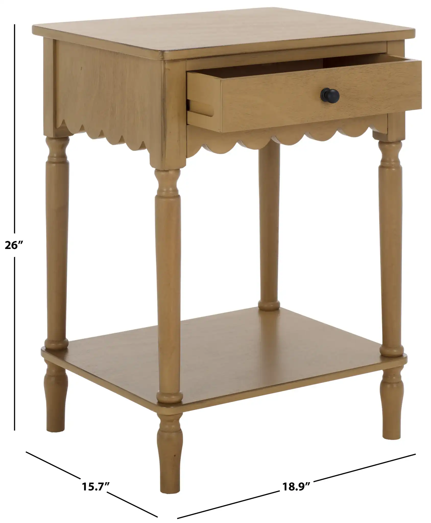 Haven One-Drawer Accent Table in Desert Brown, detail view