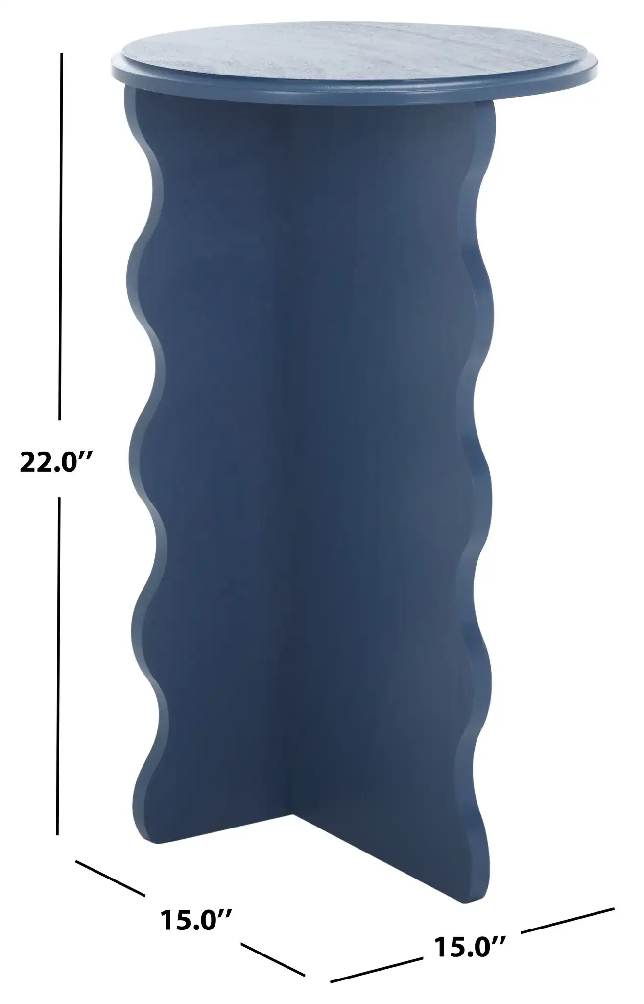 Lilith Wavy Accent Table in Blue, detail view