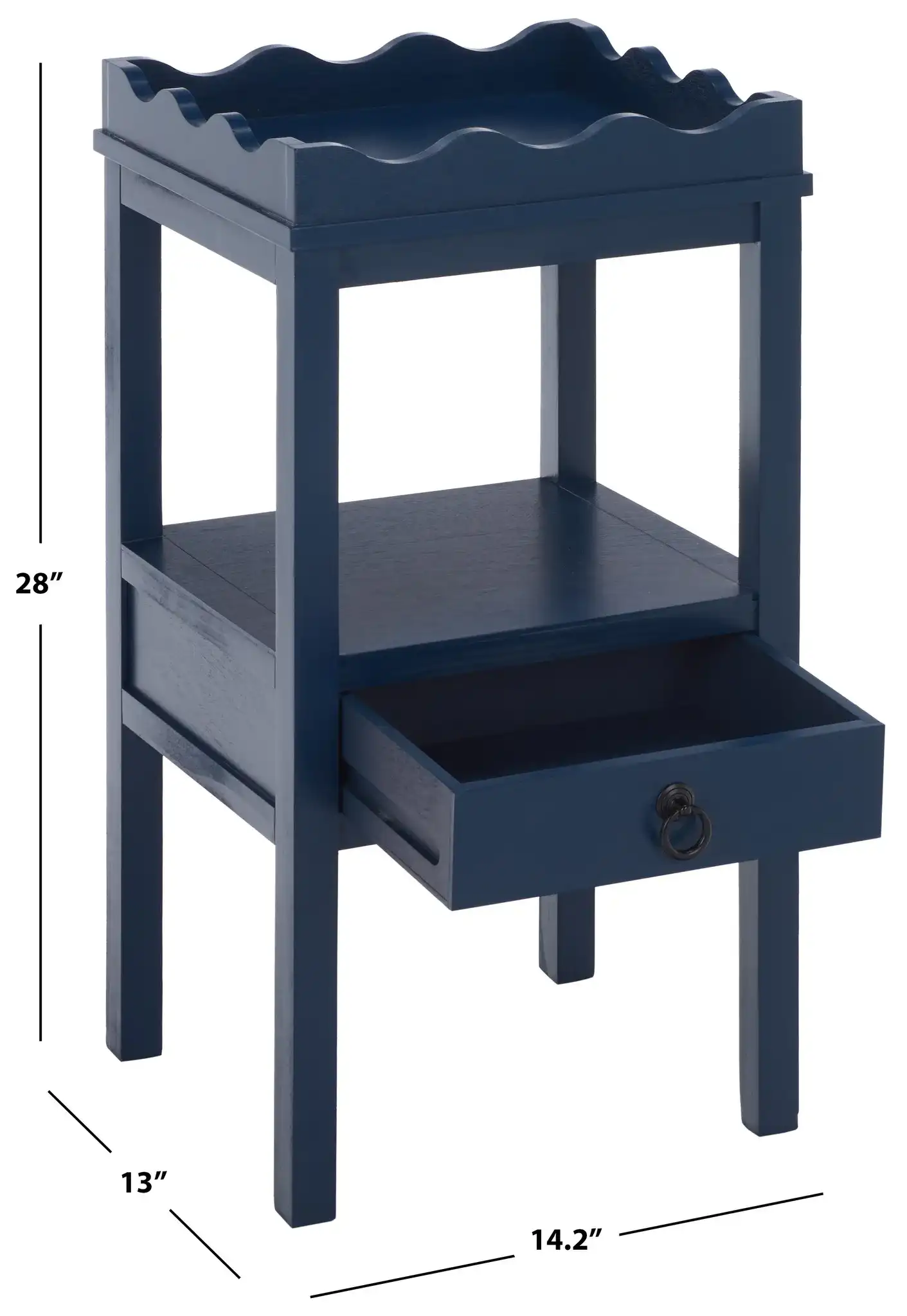 Darlyn One-Drawer Accent Table in Ink Blue, detail view