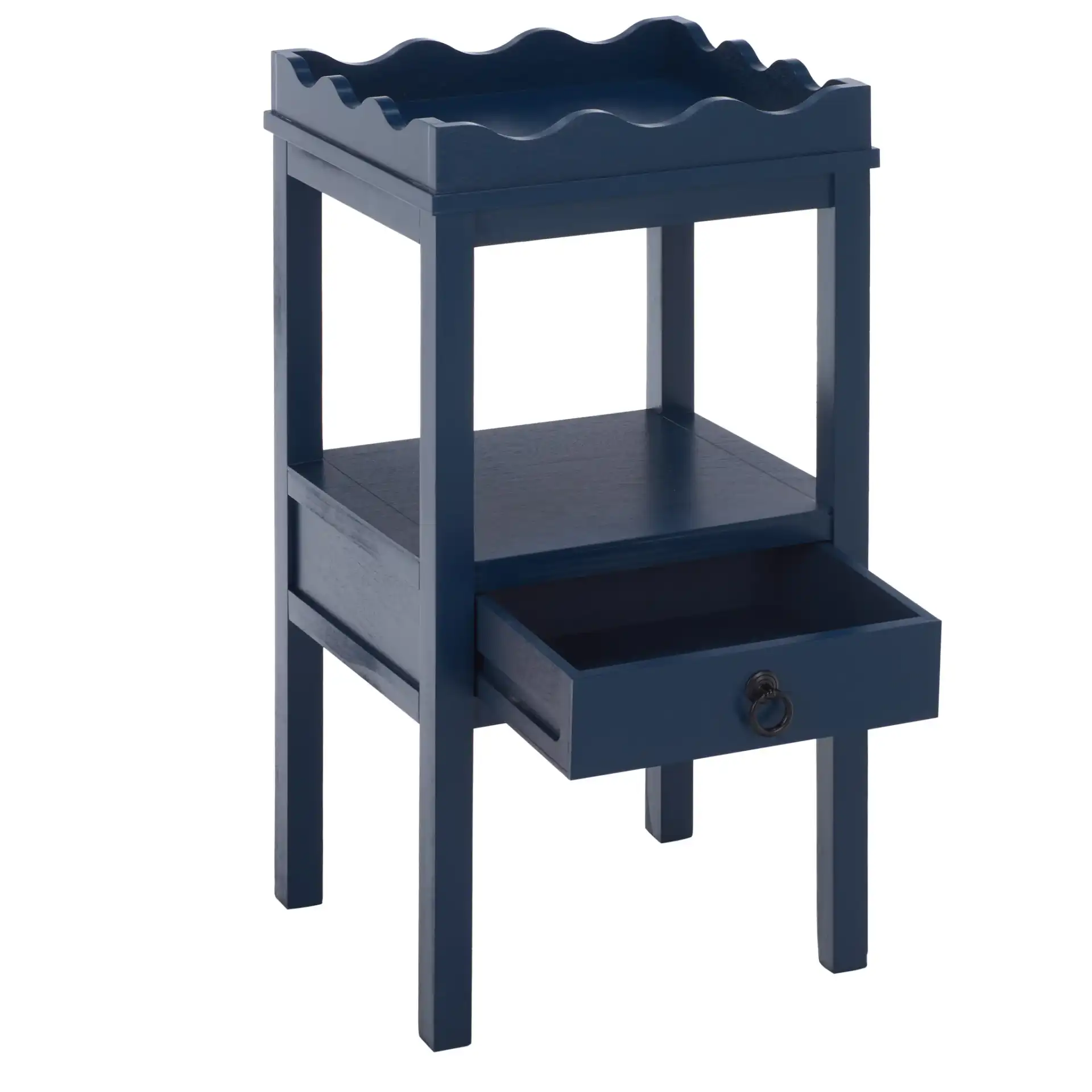 Darlyn One-Drawer Accent Table in Ink Blue, detail view