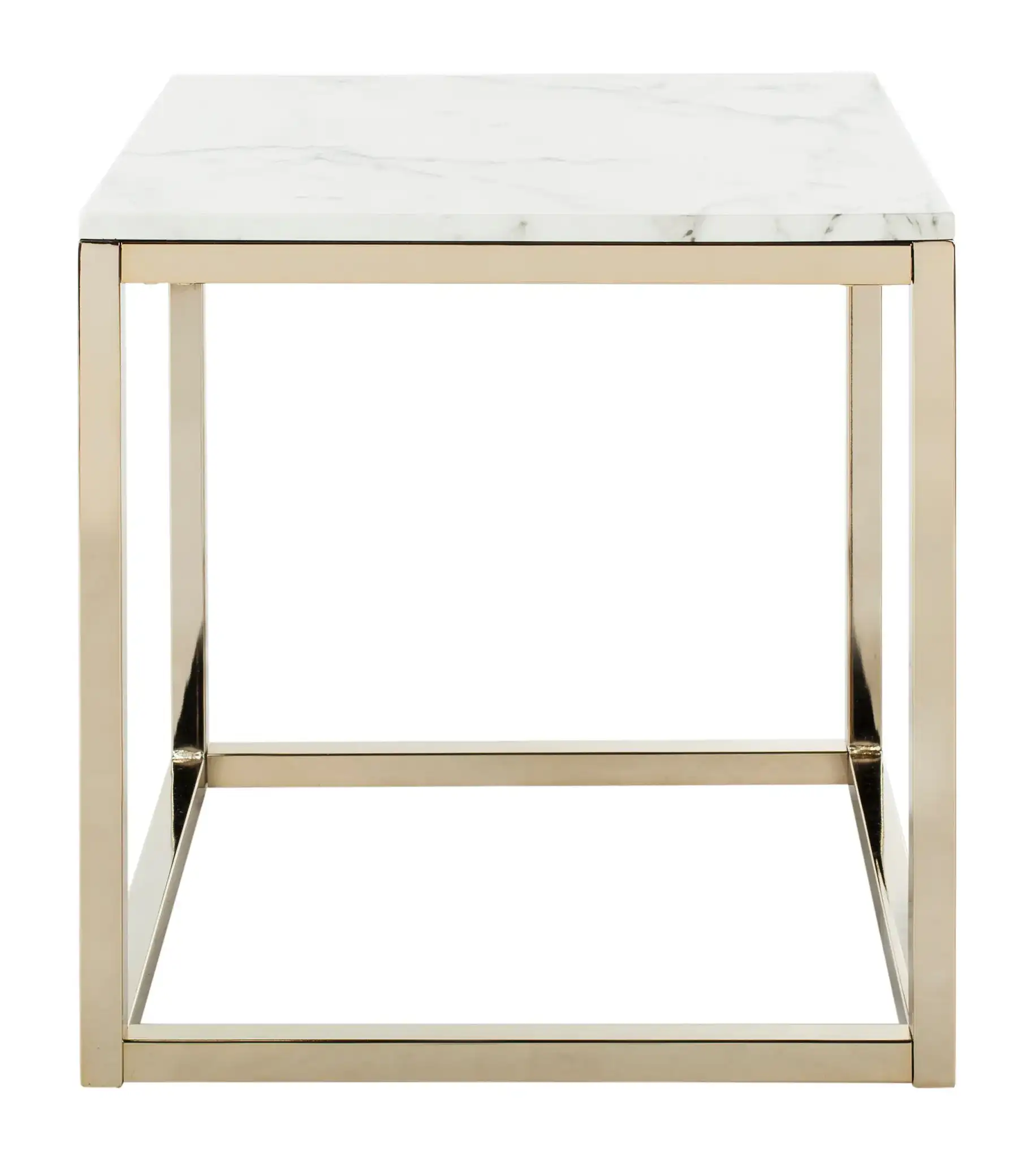 Bethany Square End Table in White / Chrome, detail view