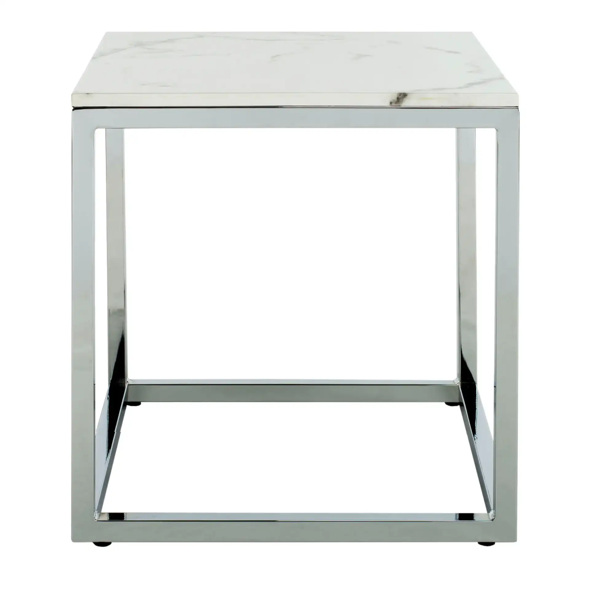 Bethany Square End Table in White / Chrome