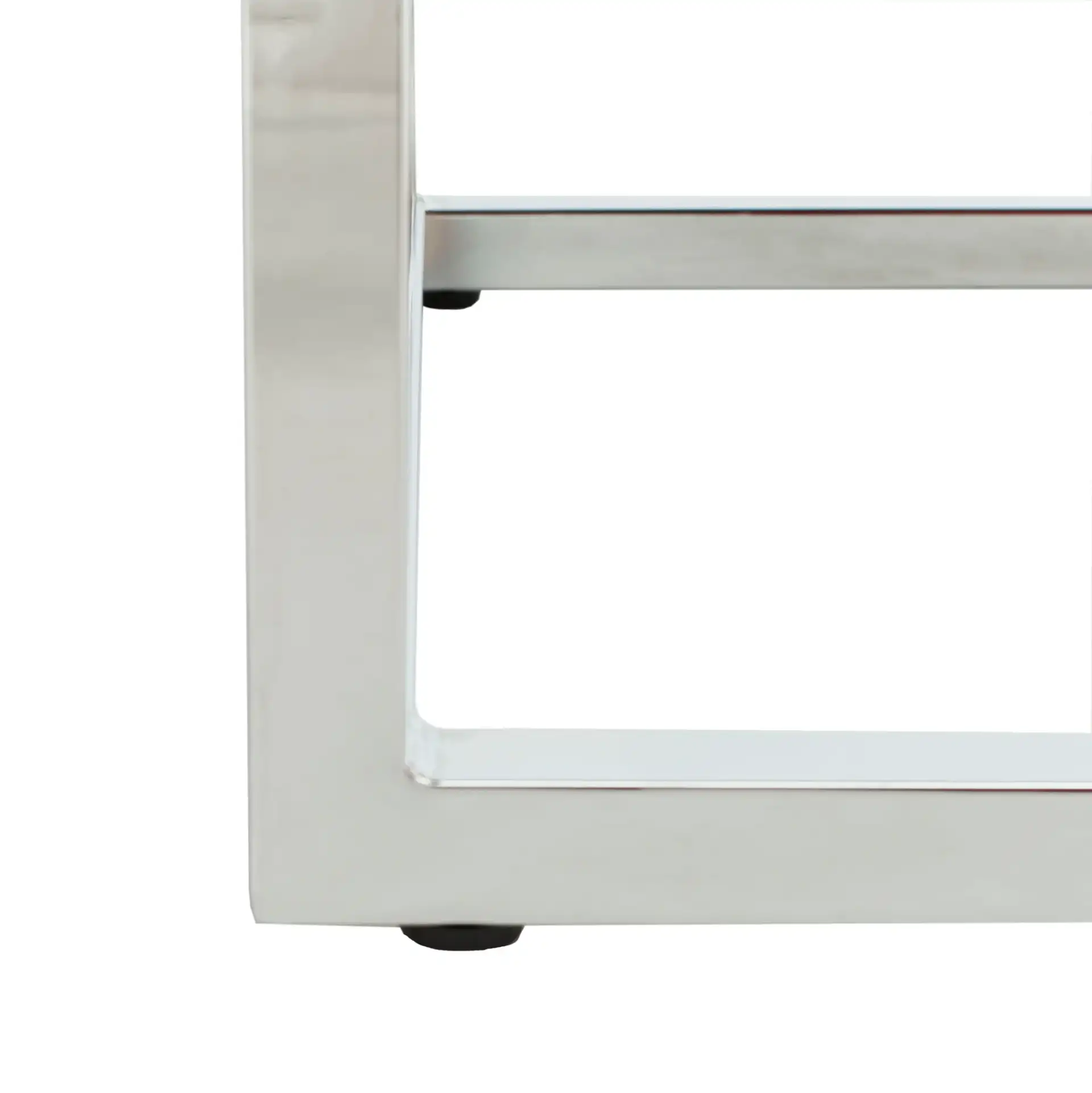 Bethany Square End Table in White / Chrome, detail view
