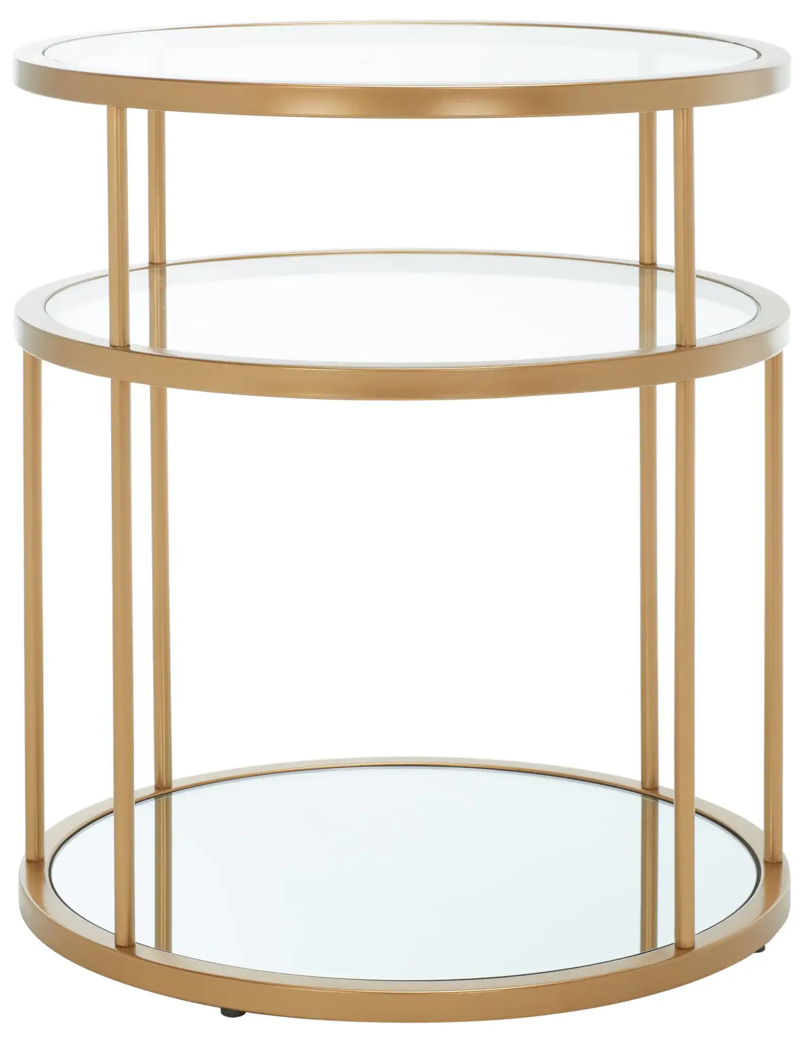 Layta Three-Shelf Accent Table in Gold / Clear