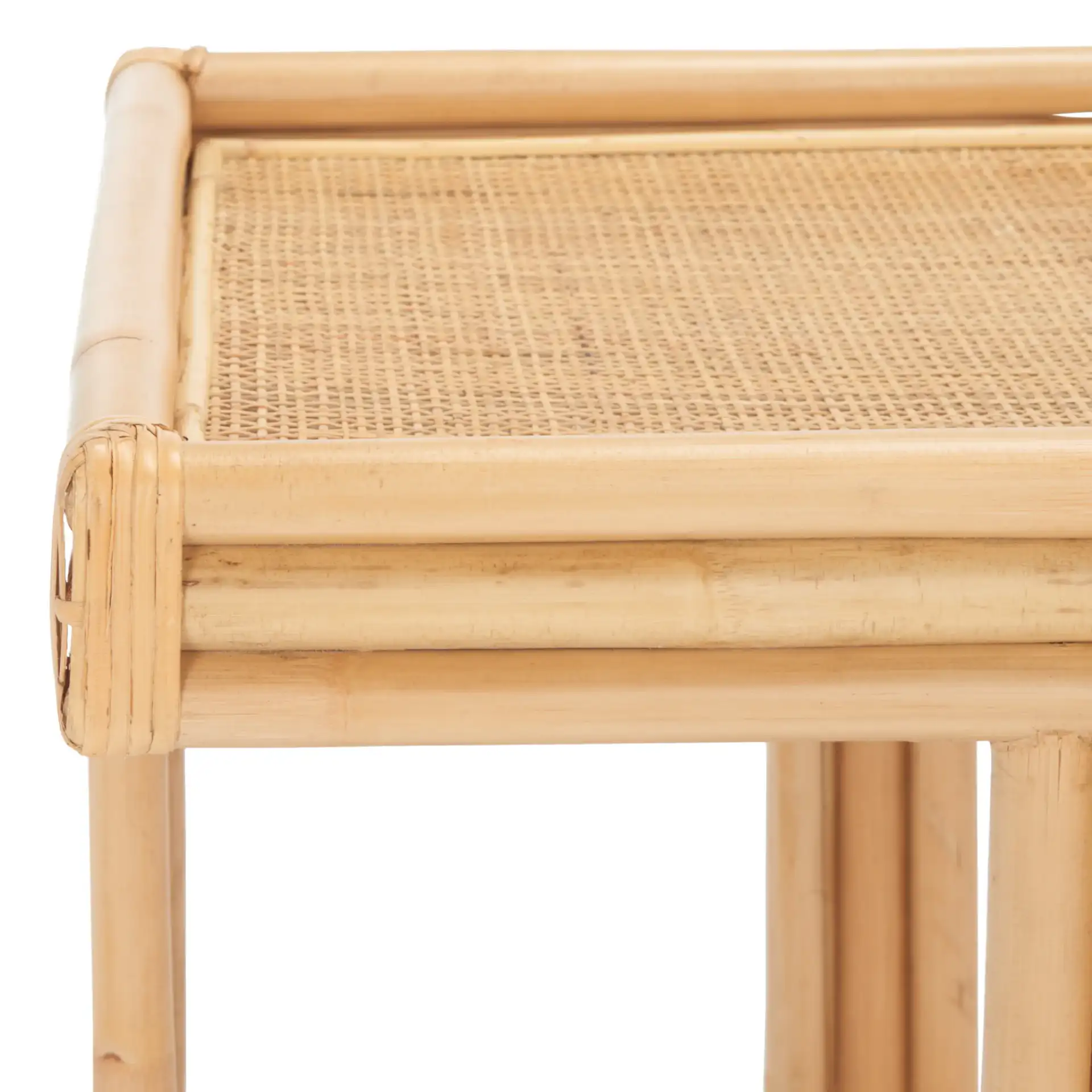 Juri Square Accent Table in Natural in a styled room