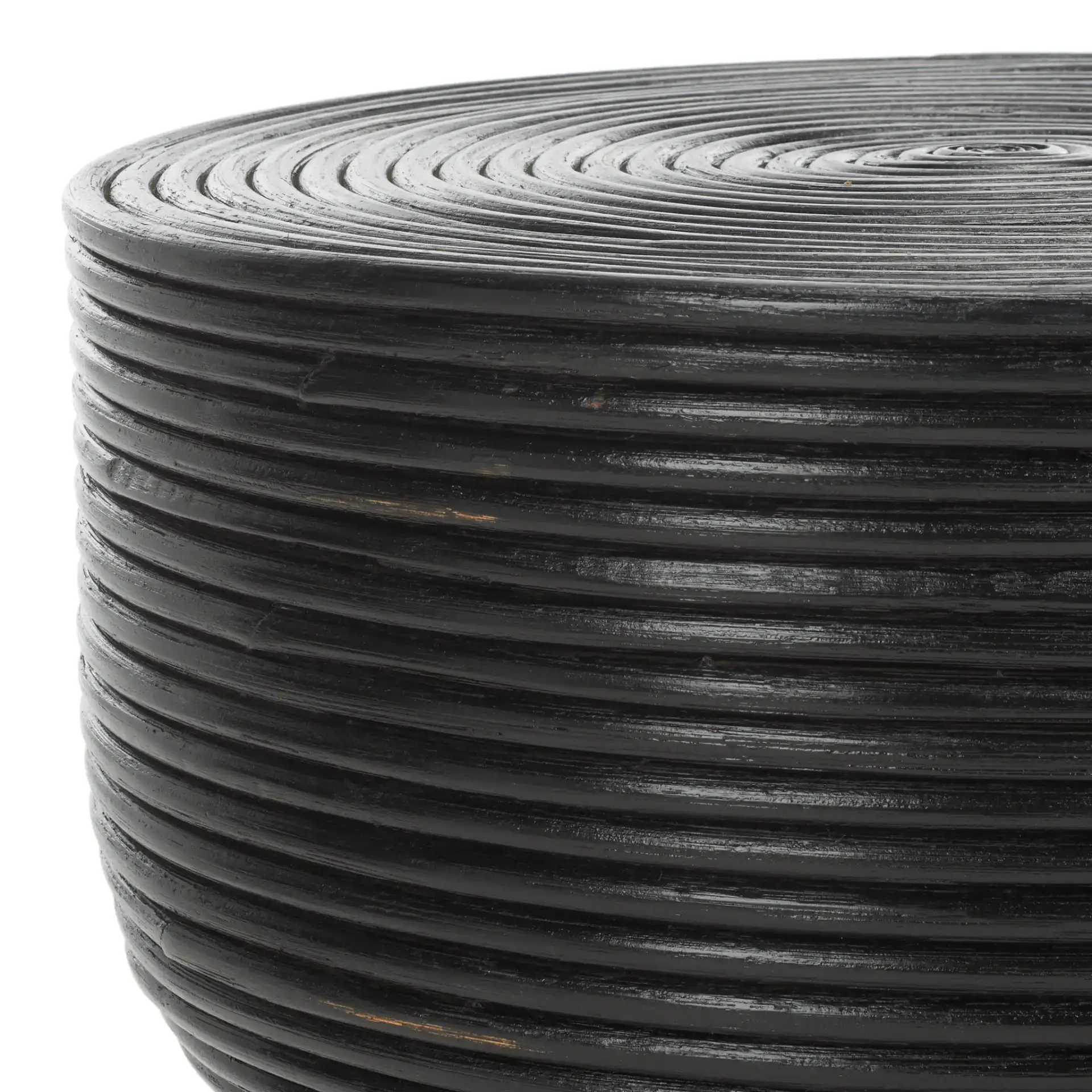 Heimdall Round Accent Table in Distressed Black / Black in a styled room