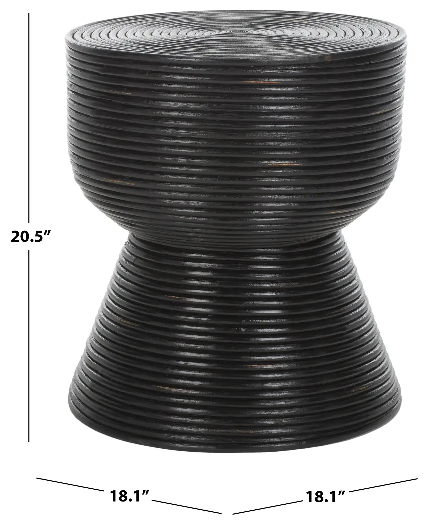 Heimdall Round Accent Table in Distressed Black / Black, detail view