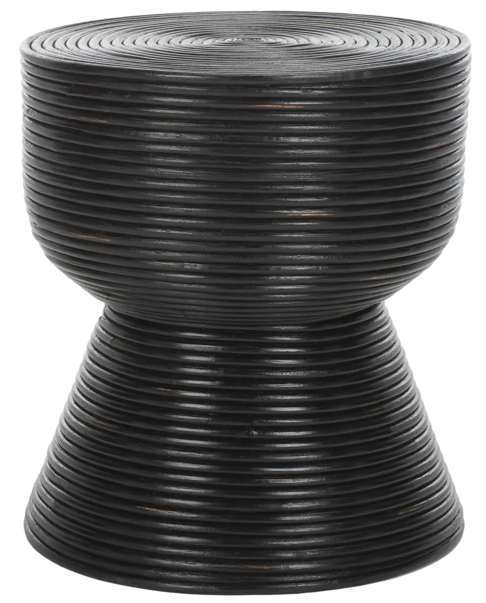 Heimdall Round Accent Table in Distressed Black / Black