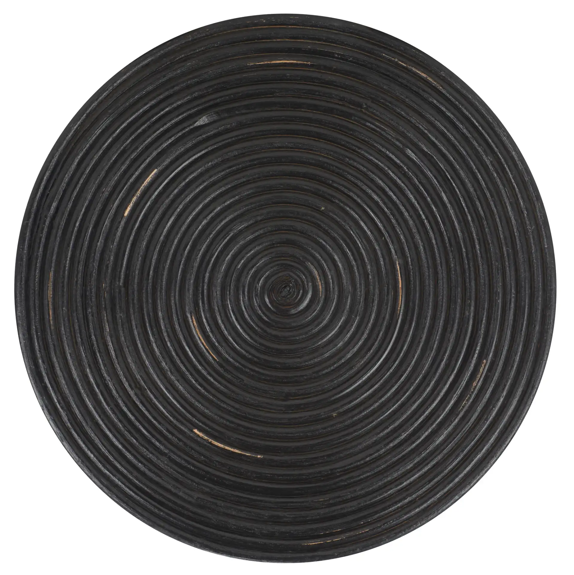 Heimdall Round Accent Table in Distressed Black / Black, detail view
