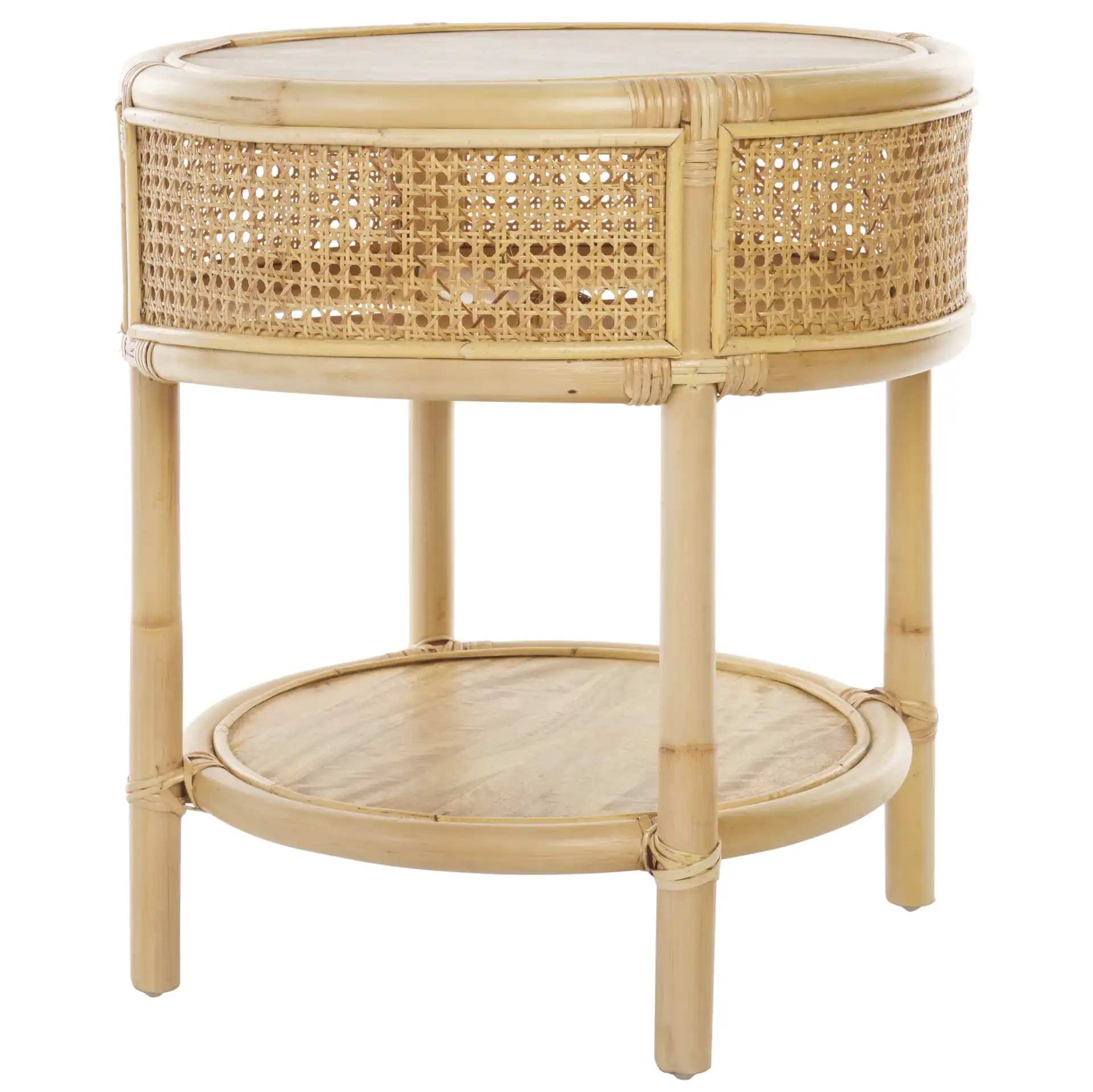 Arvid Round Accent Table in Natural, detail view