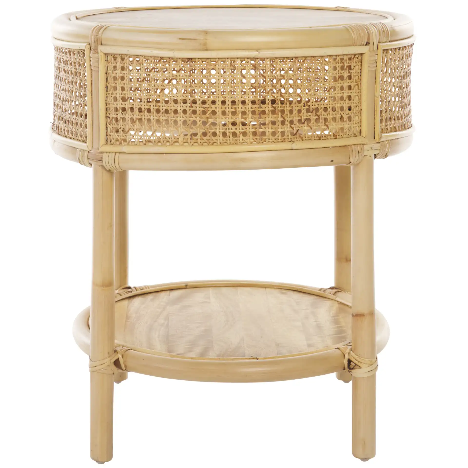 Arvid Round Accent Table in Natural, detail view