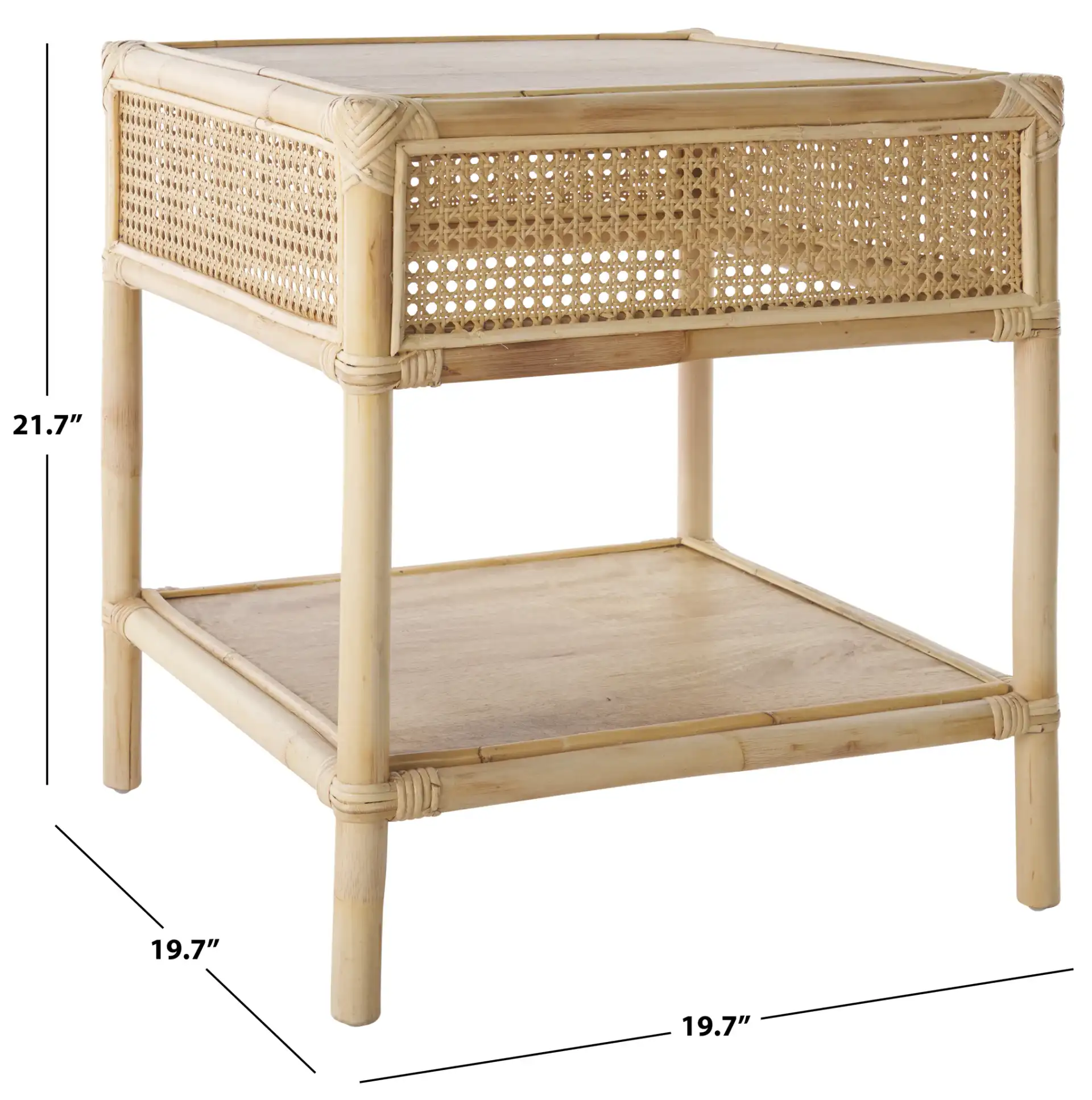 Arvid Square Accent Table in Natural, detail view
