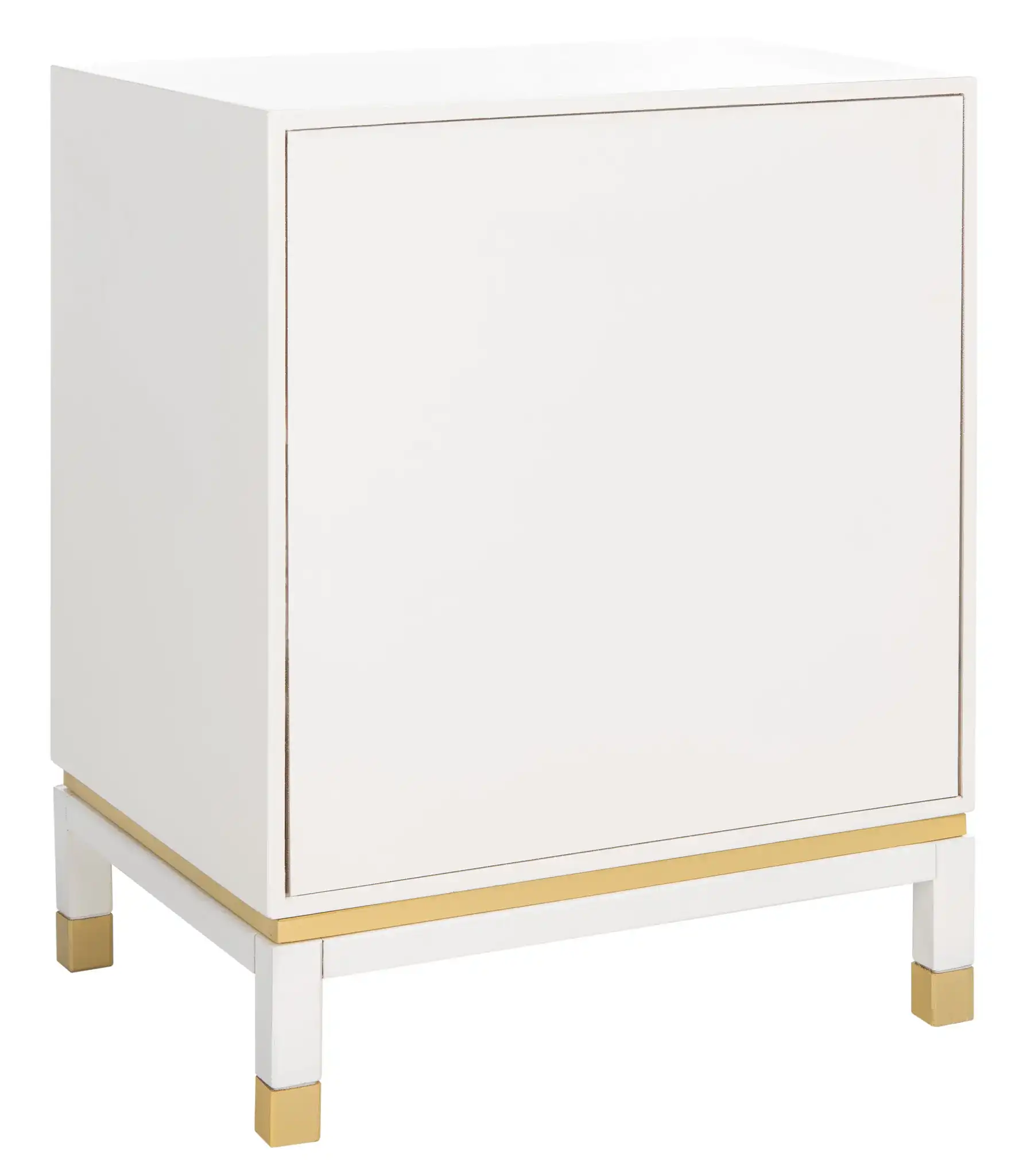 Baskin Three-Drawer Accent Table in White, detail view