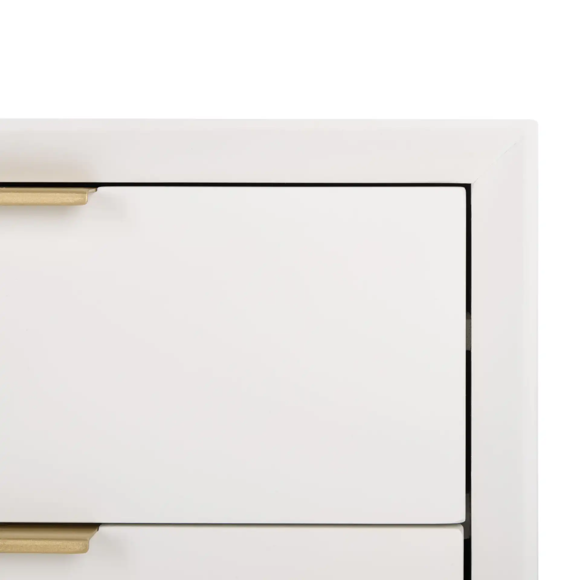 Baskin Three-Drawer Accent Table in White in a styled room