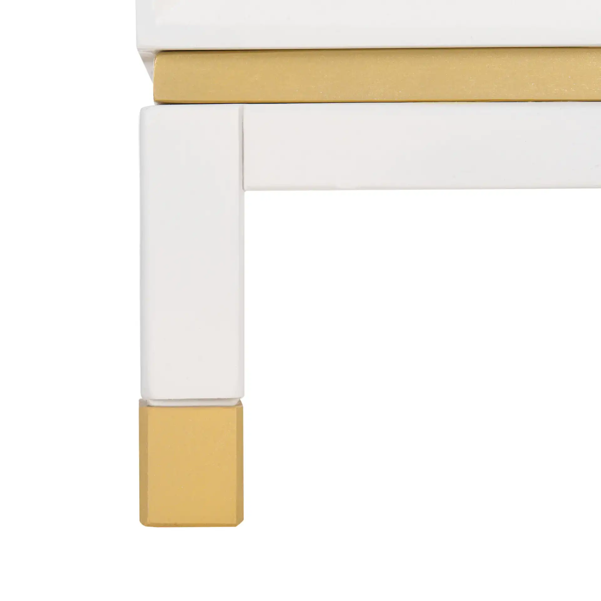 Baskin Three-Drawer Accent Table in White, detail view