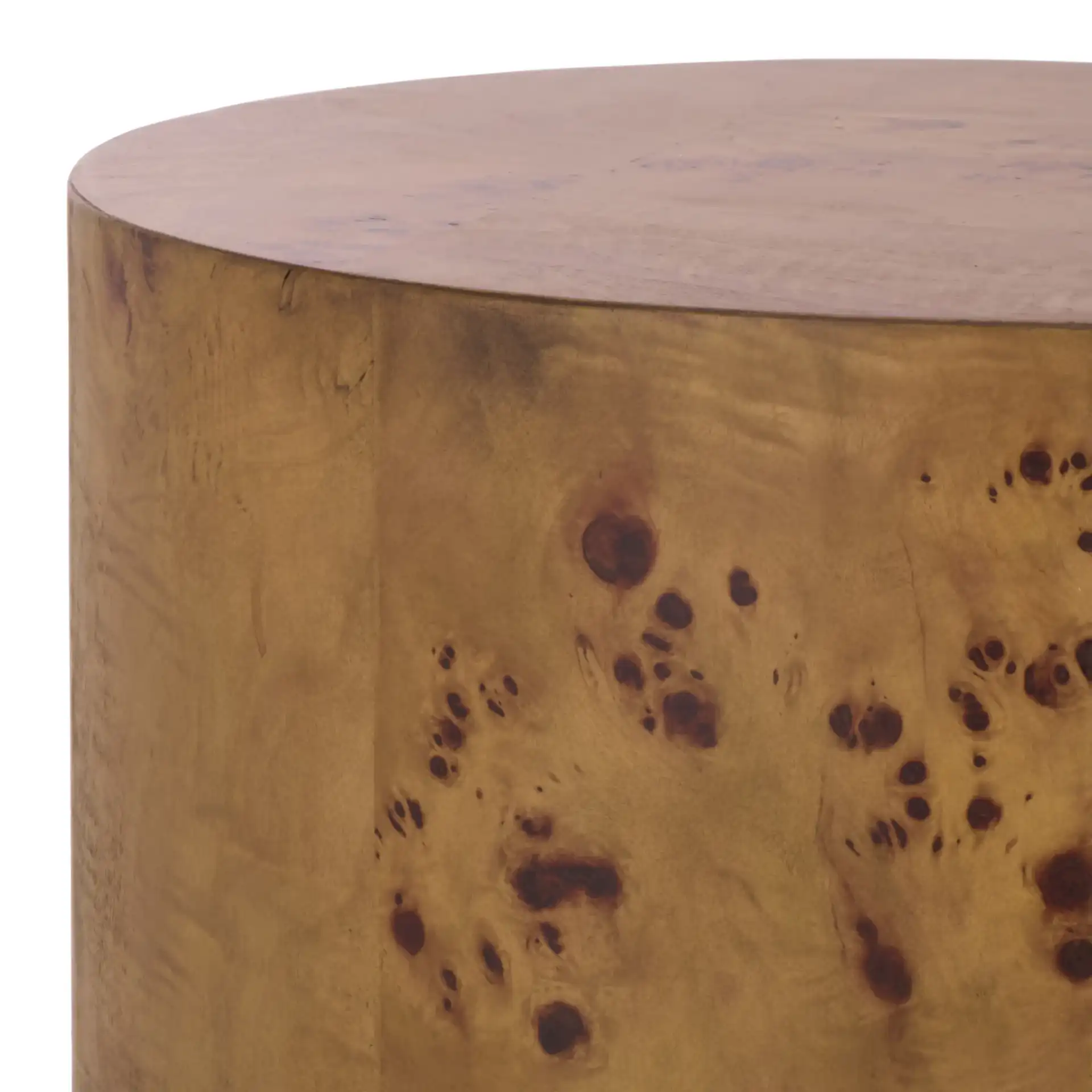 Siya Round Accent Table in Brown in a styled room