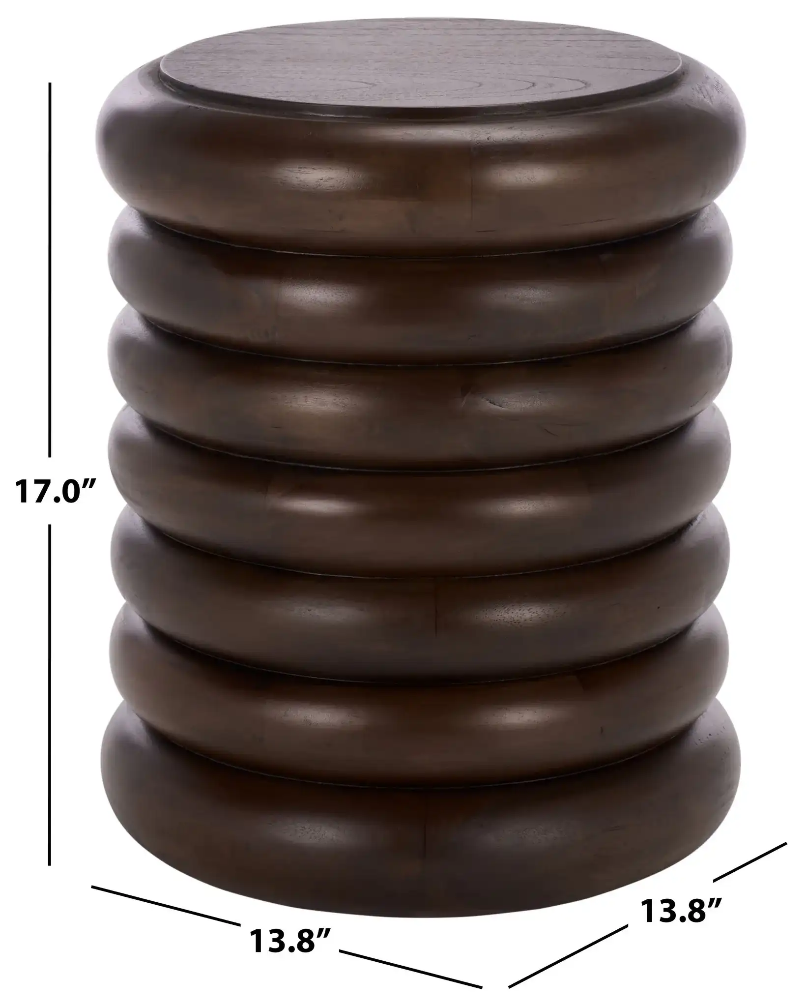 Anatoly Round Accent Table in Brown, detail view