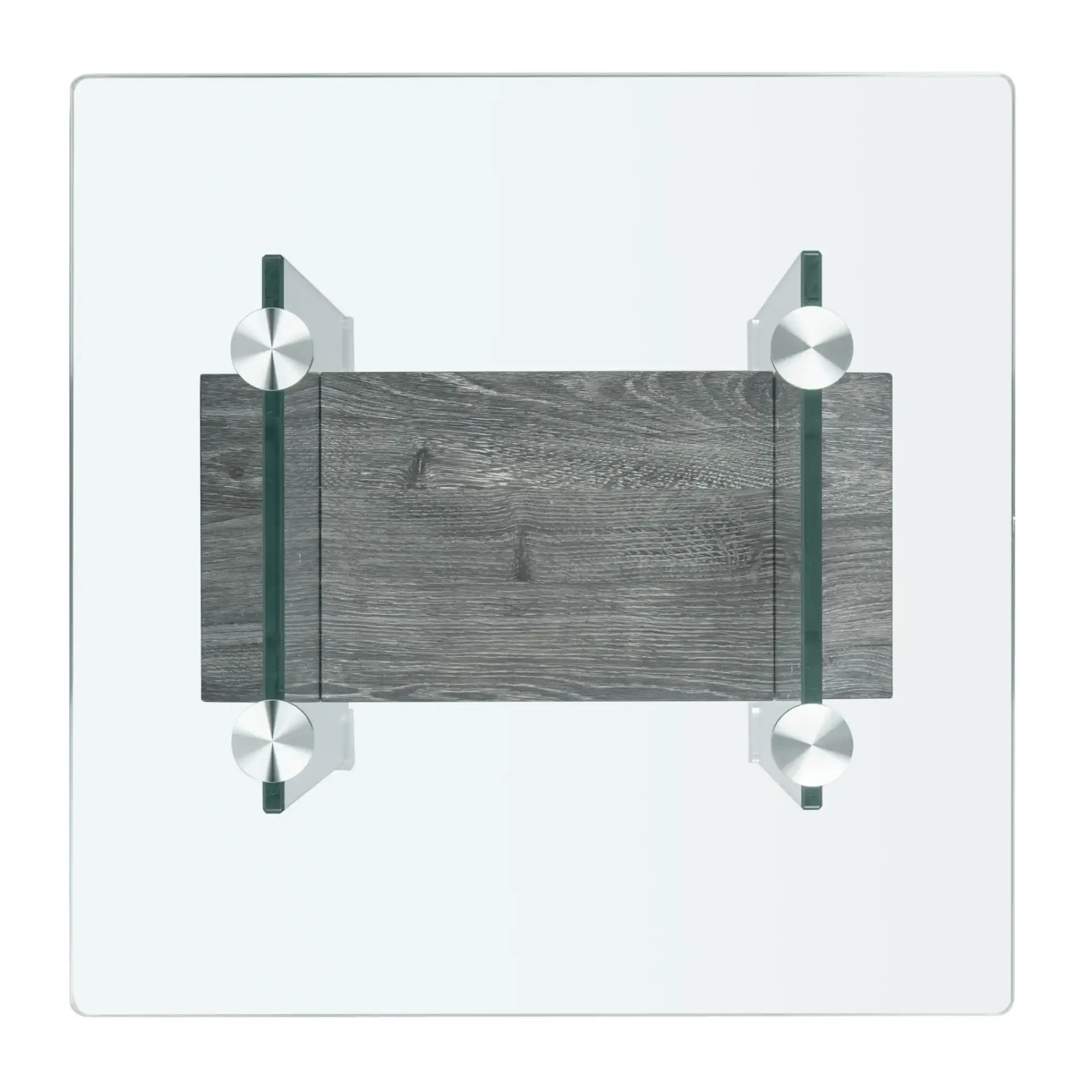 Kayley Accent Table in Clear / Black Oak, detail view