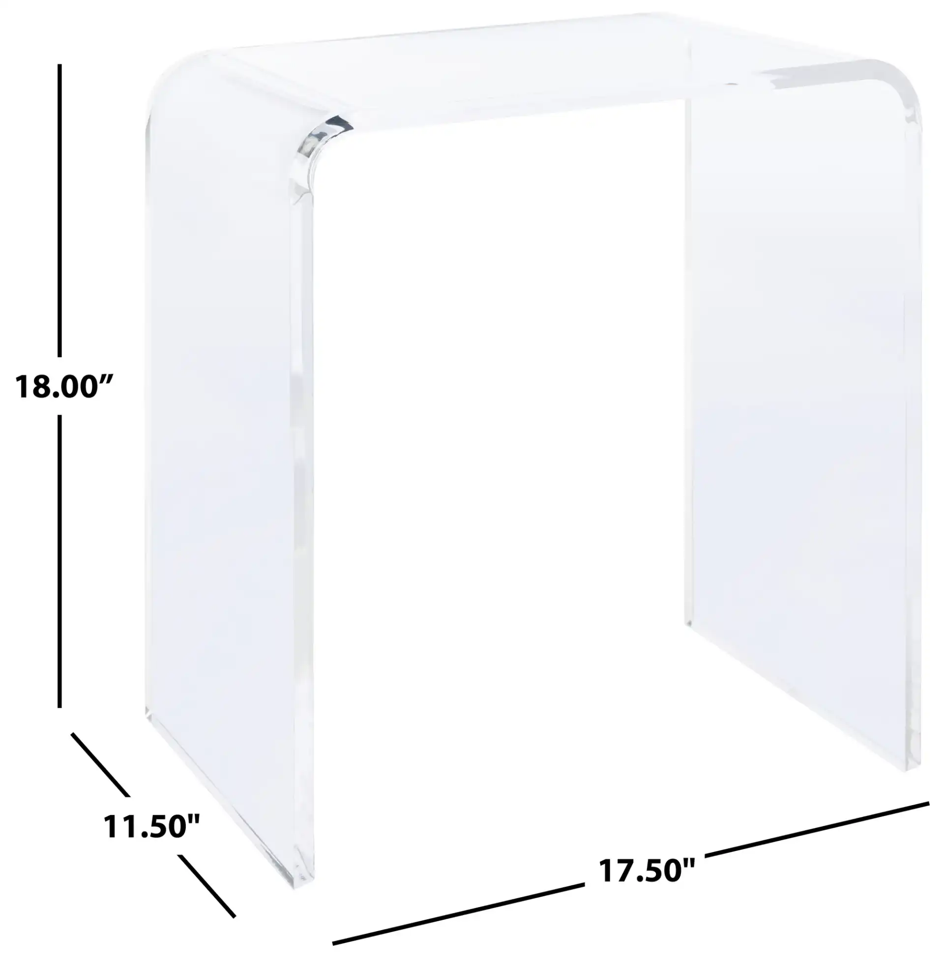 Pryor Acrylic Side Table in Clear, detail view