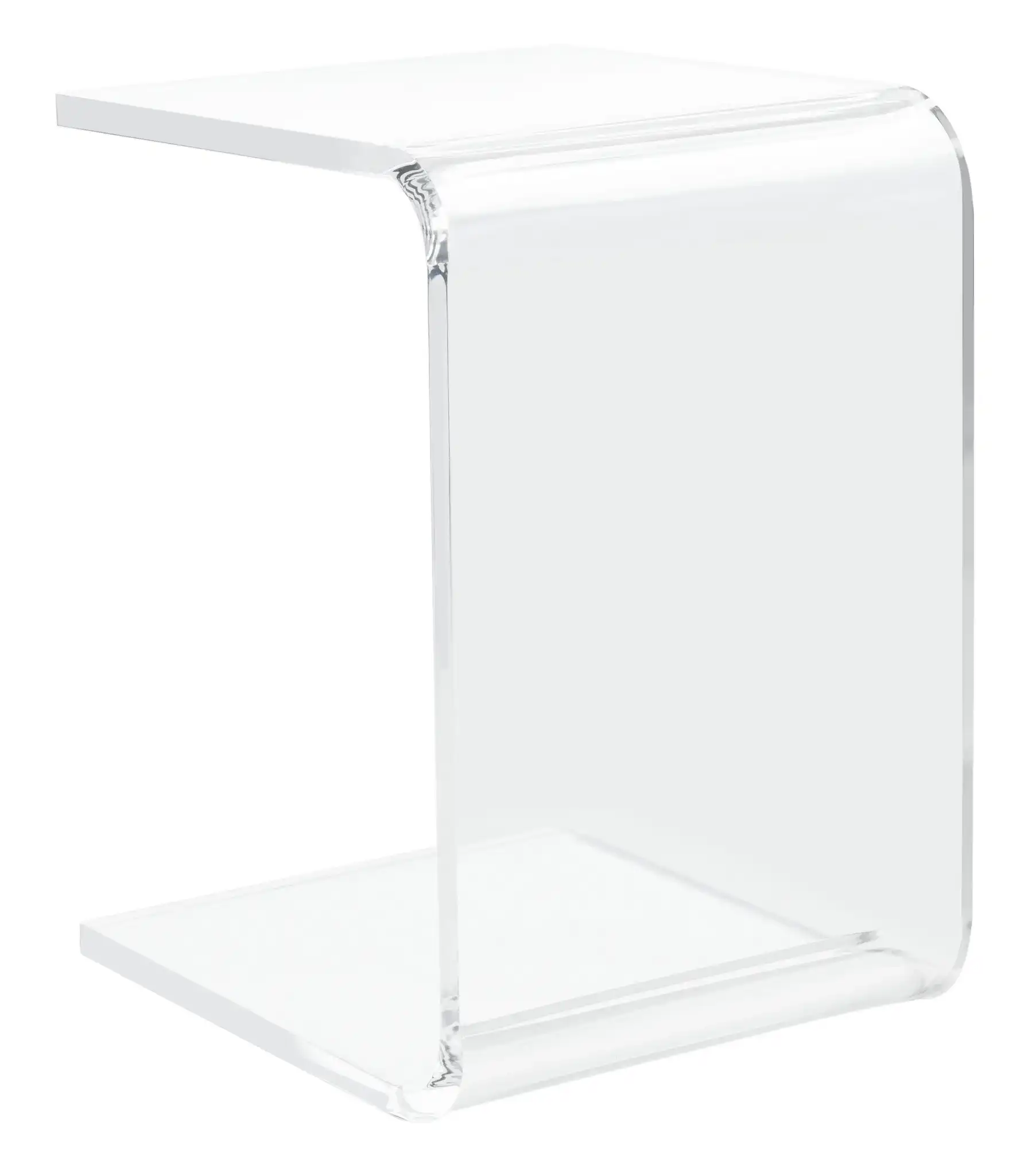 Upton Acrylic Side Table in Clear, detail view