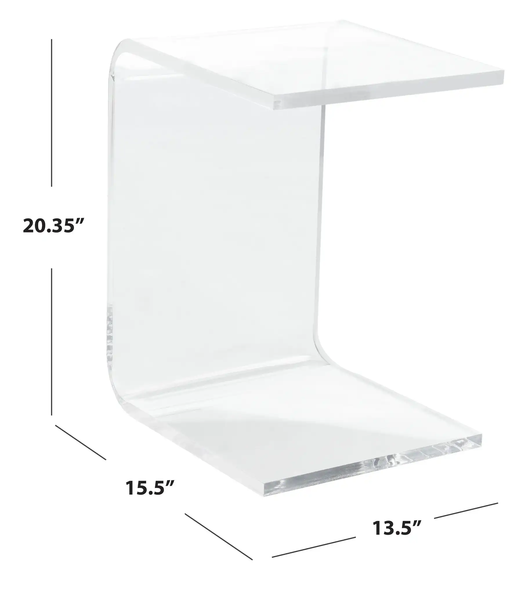 Upton Acrylic Side Table in Clear, detail view