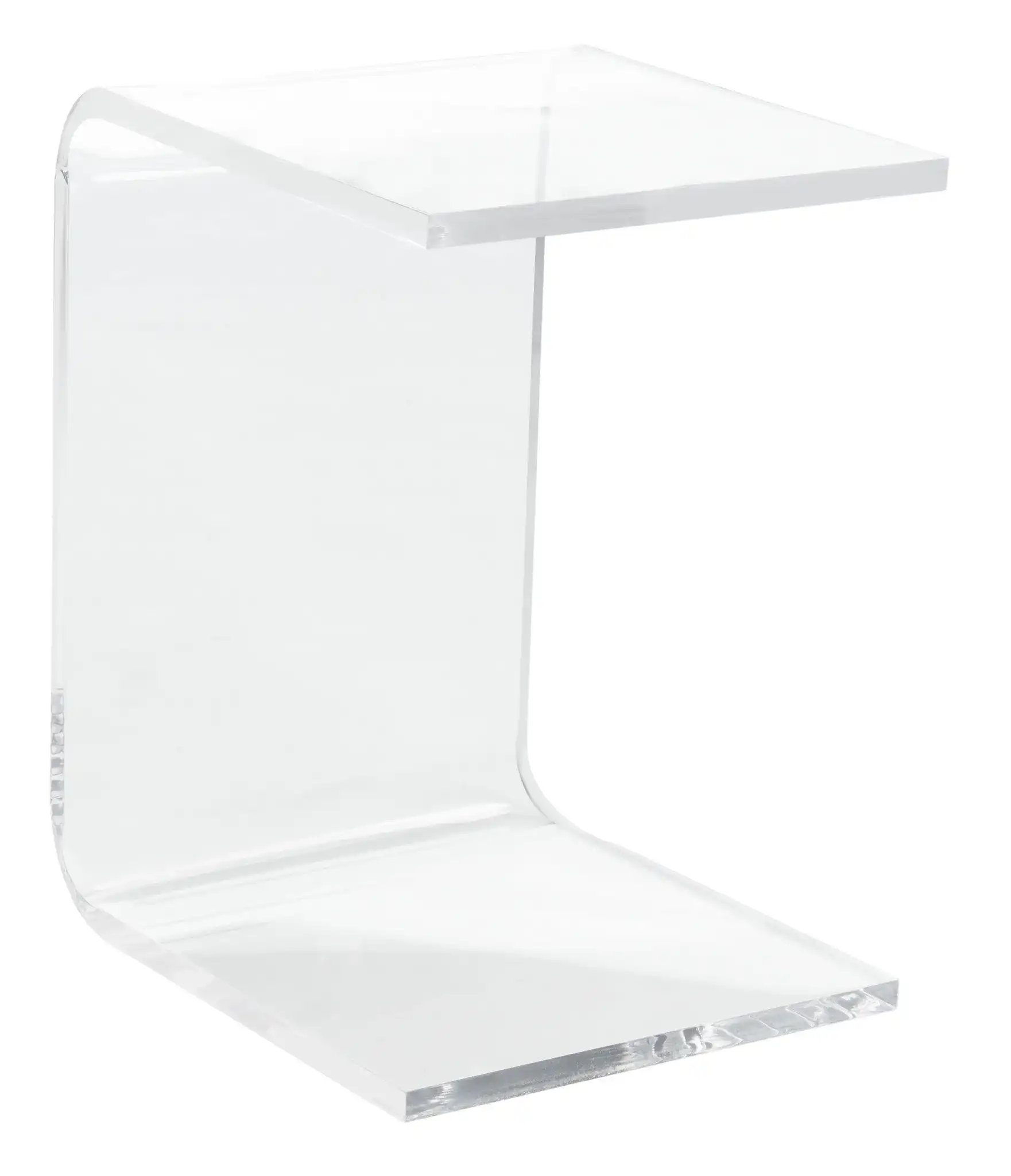 Upton Acrylic Side Table in Clear, detail view