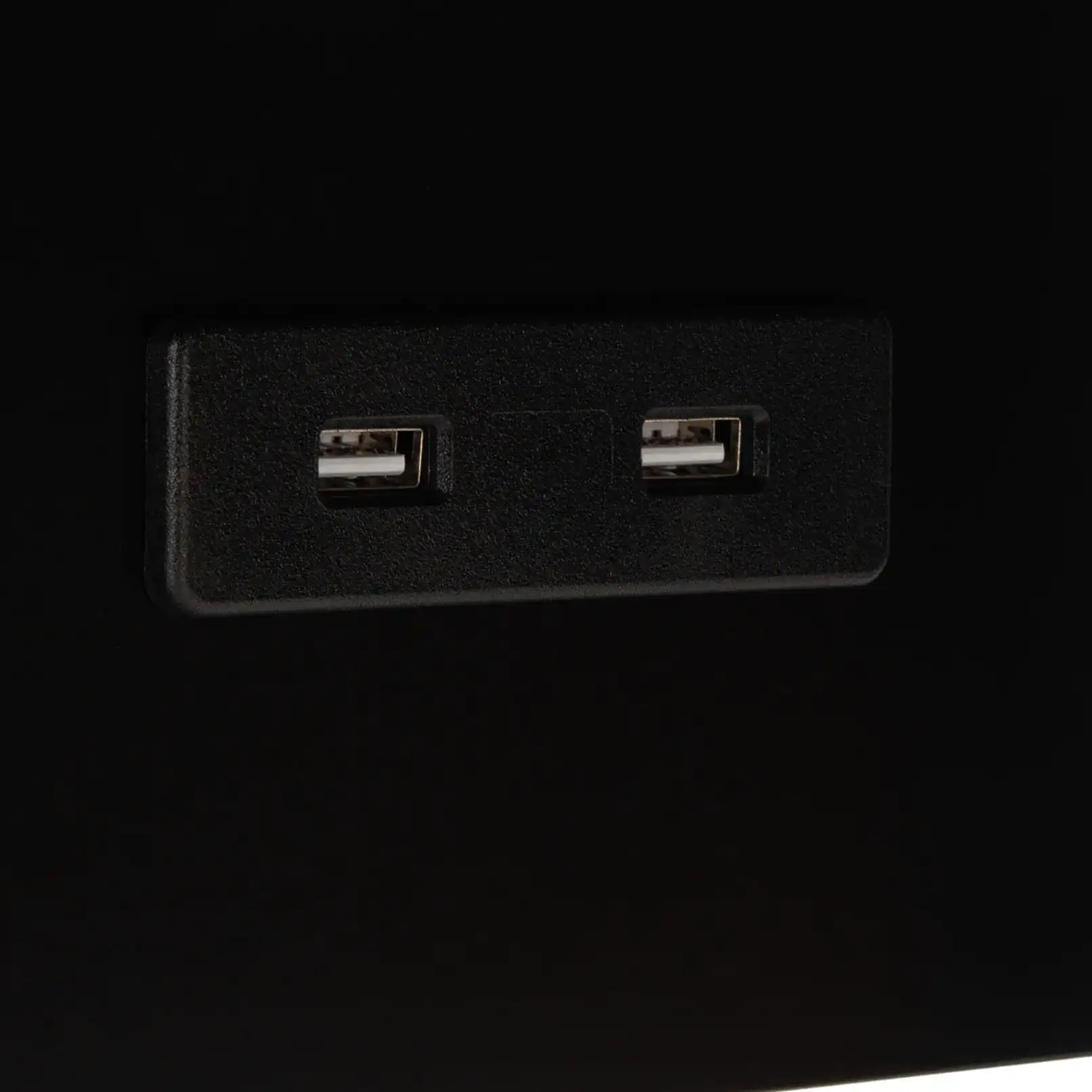 Portland Usb Side Table in Black in a styled room