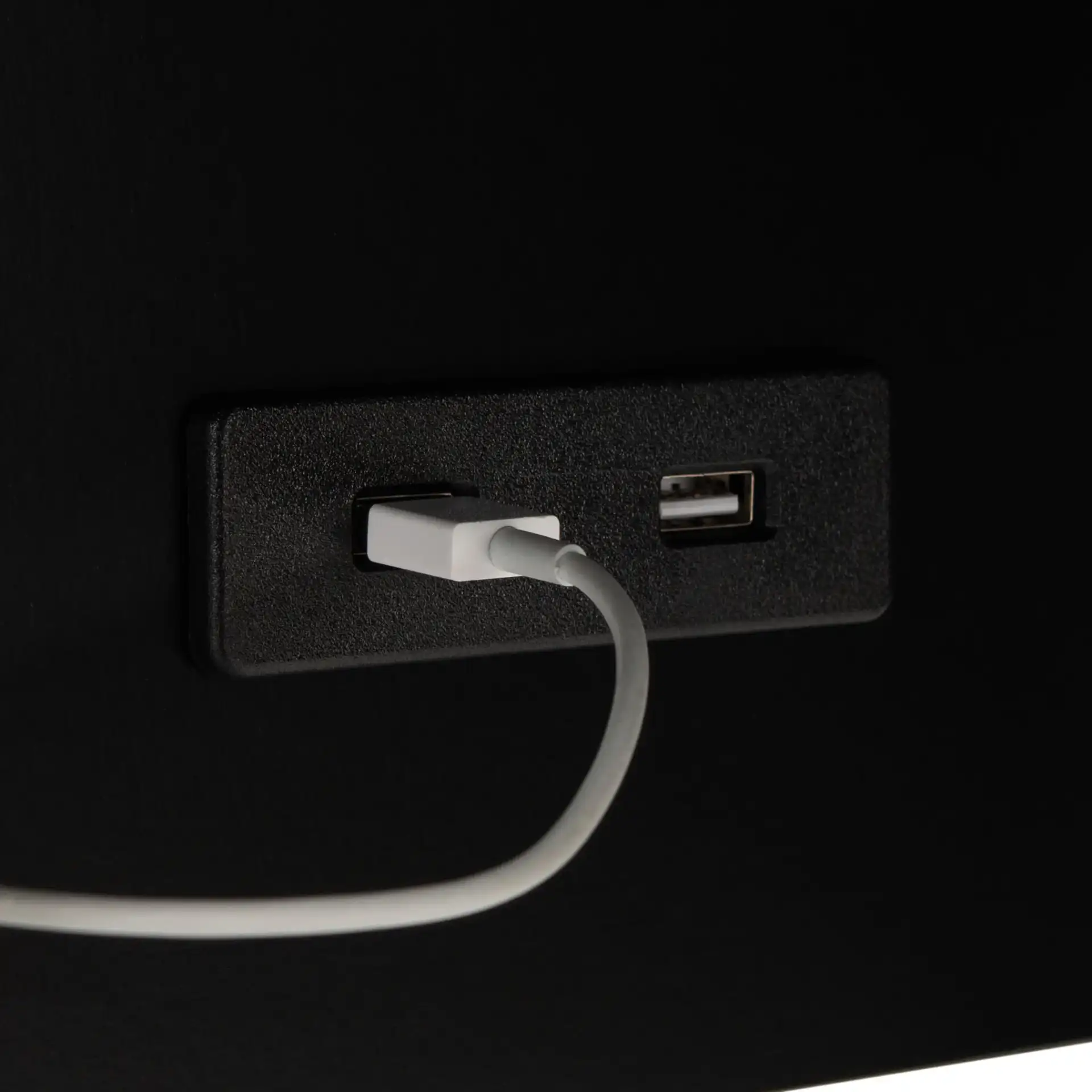 Portland Usb Side Table in Black in a styled room