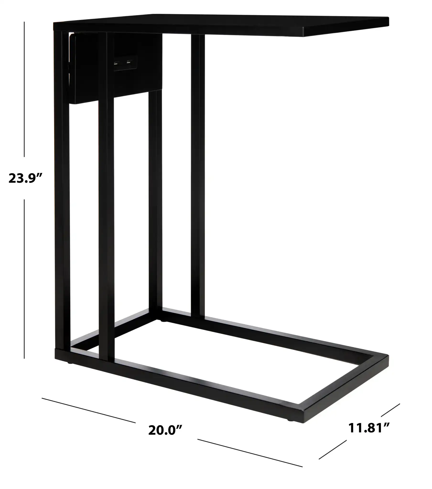 Portland Usb Side Table in Black, detail view