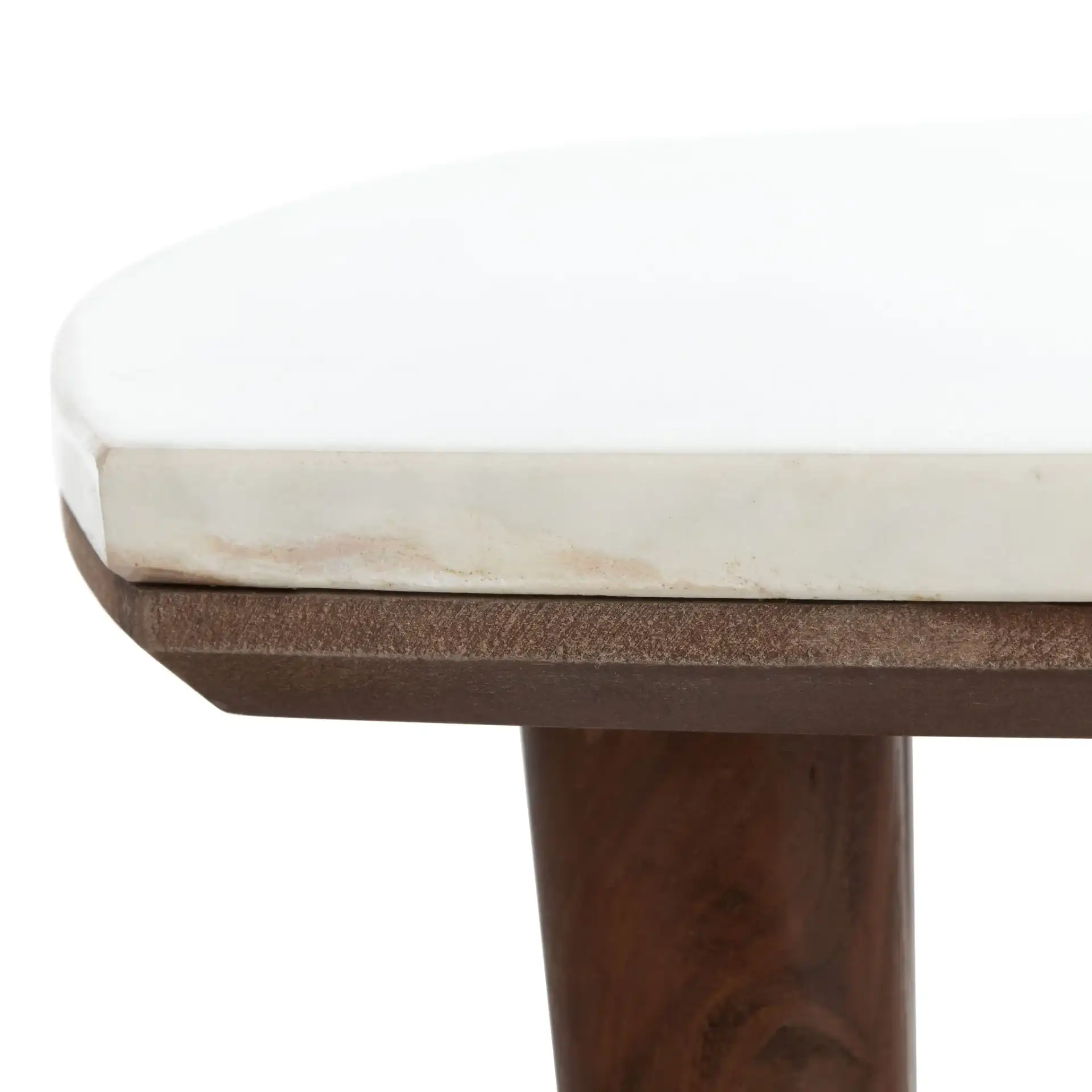 Lara Marble Side Table in White Washed / White in a styled room