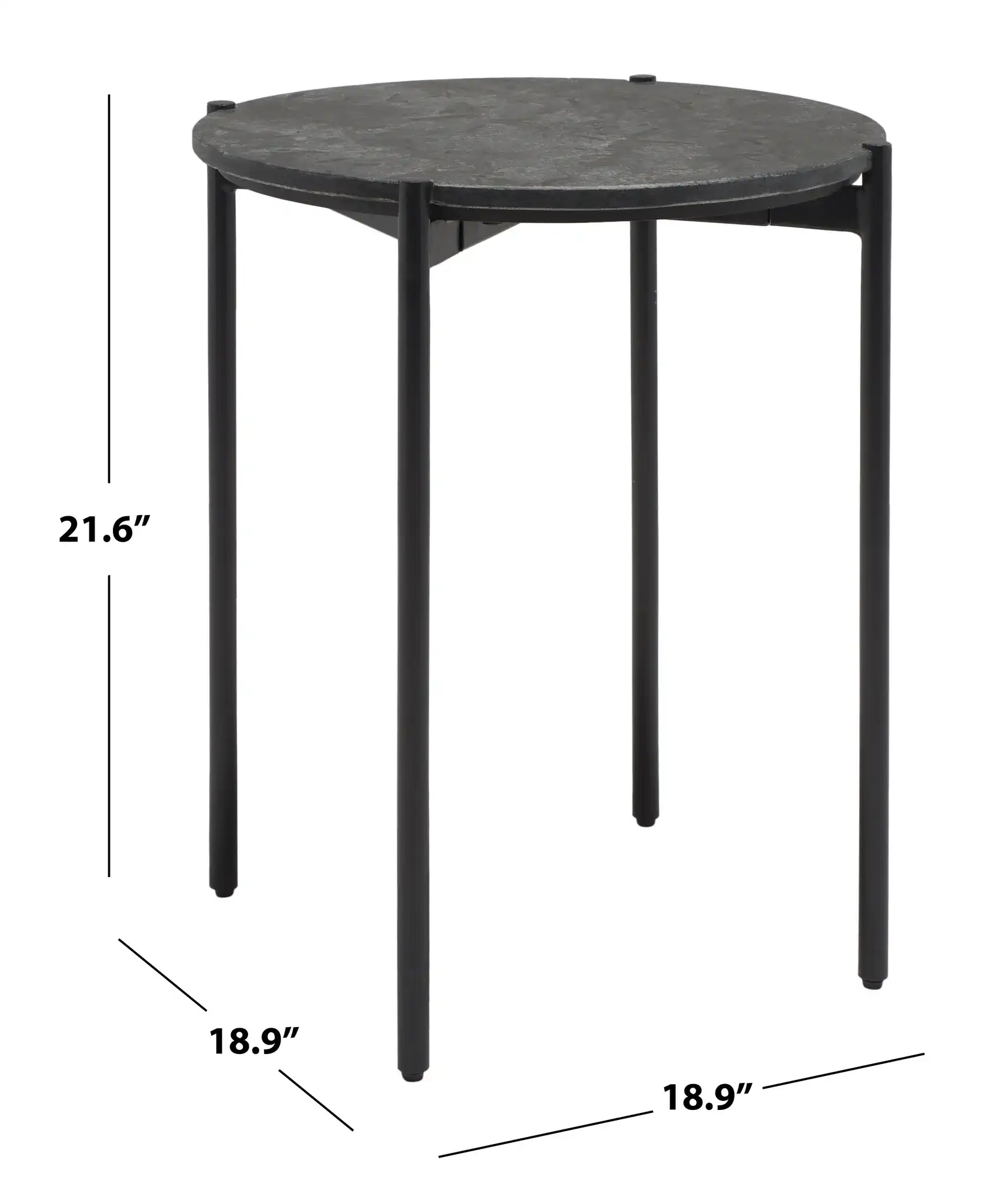 Pratt Round Side Table in Black, detail view