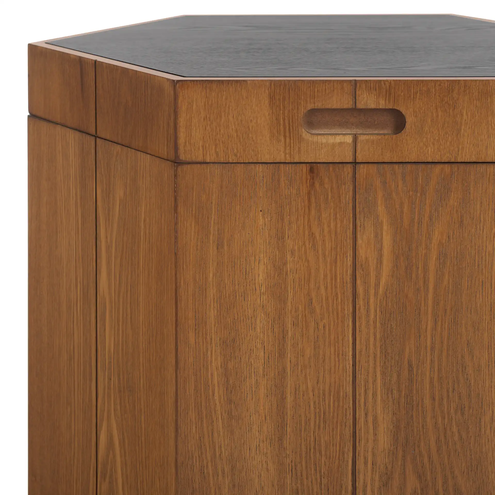 Rafaela Hexagon Accent Table in Natural Brown / White in a styled room