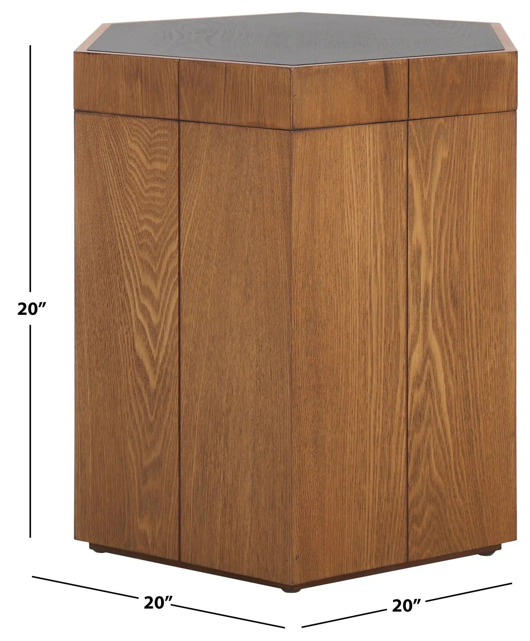 Rafaela Hexagon Accent Table in Natural Brown / White, detail view