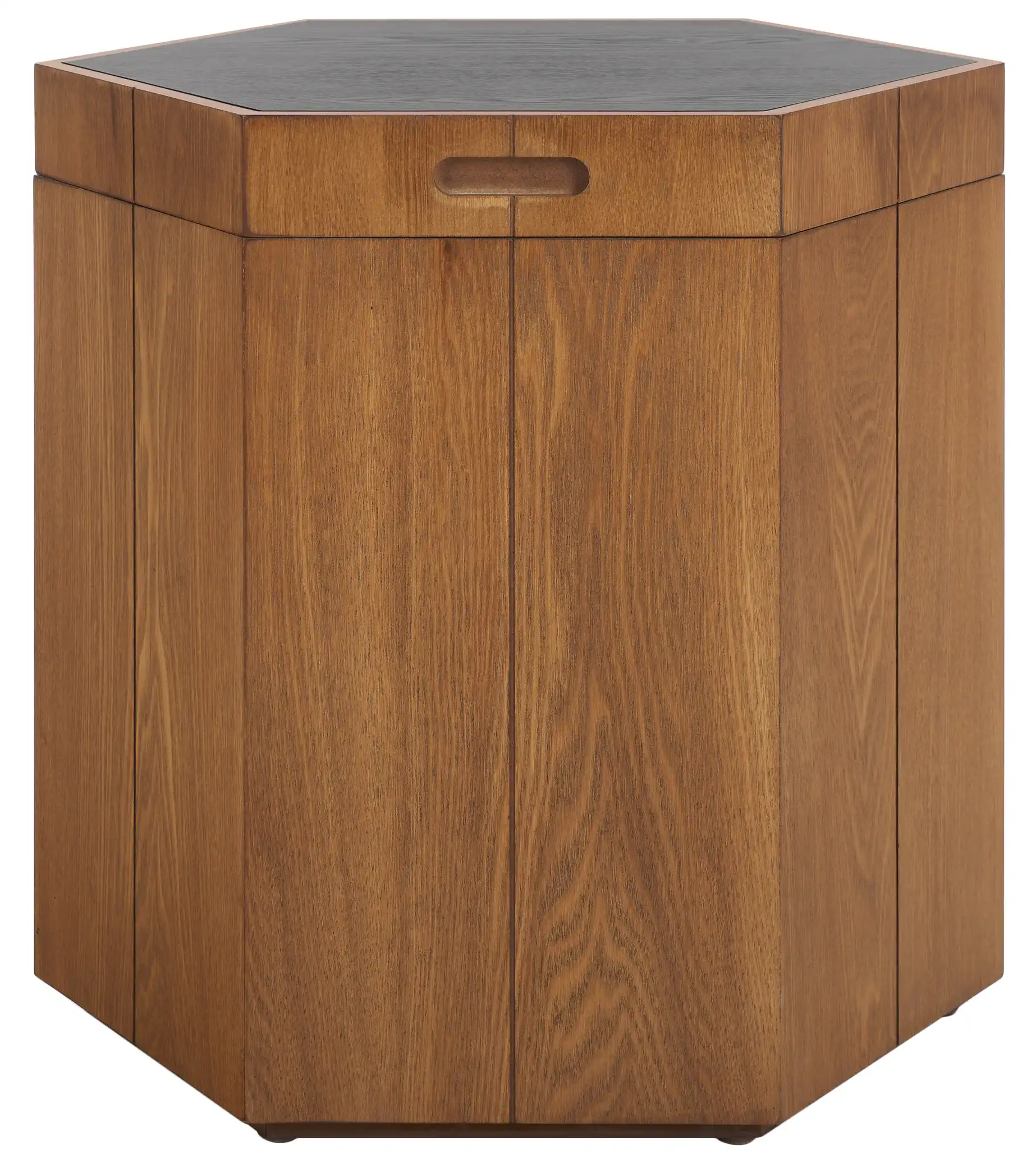 Rafaela Hexagon Accent Table in Natural Brown / White