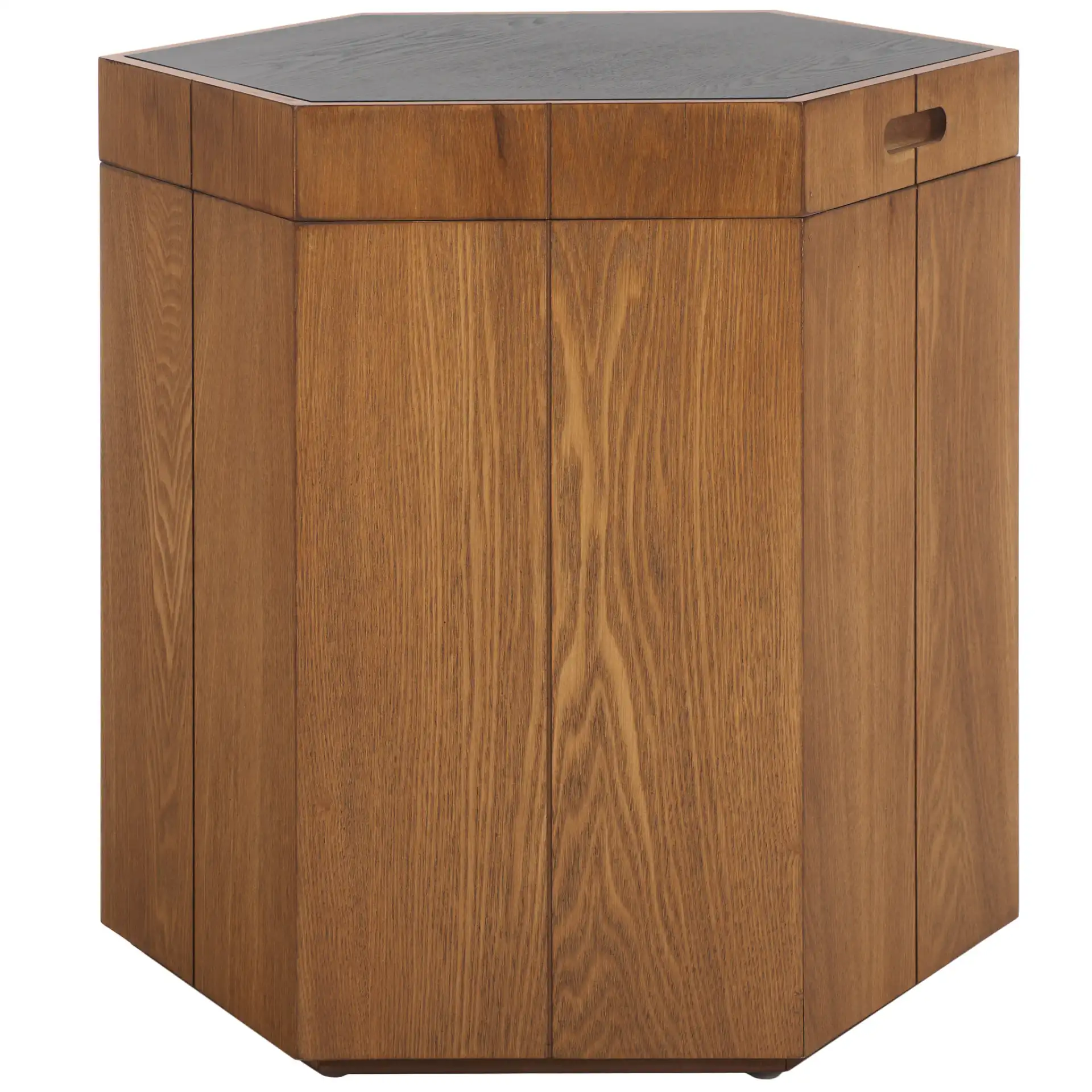 Rafaela Hexagon Accent Table in Natural Brown / White, detail view