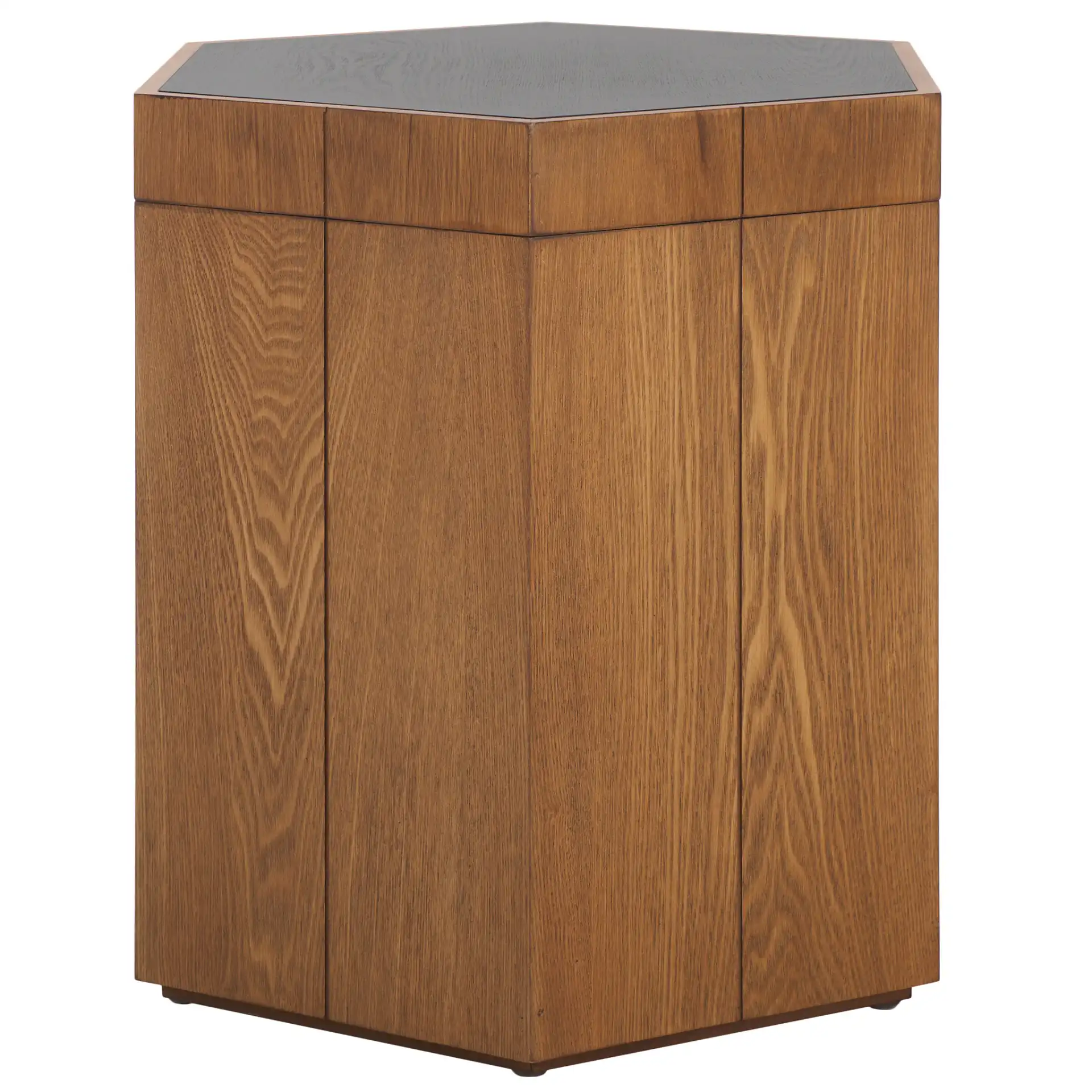Rafaela Hexagon Accent Table in Natural Brown / White, detail view