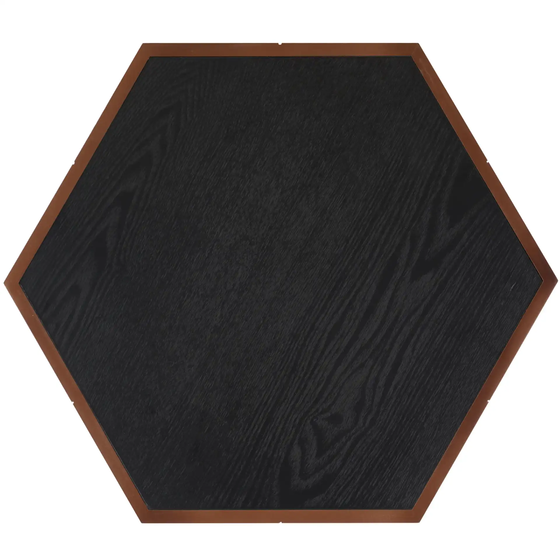 Rafaela Hexagon Accent Table in Natural Brown / White, detail view