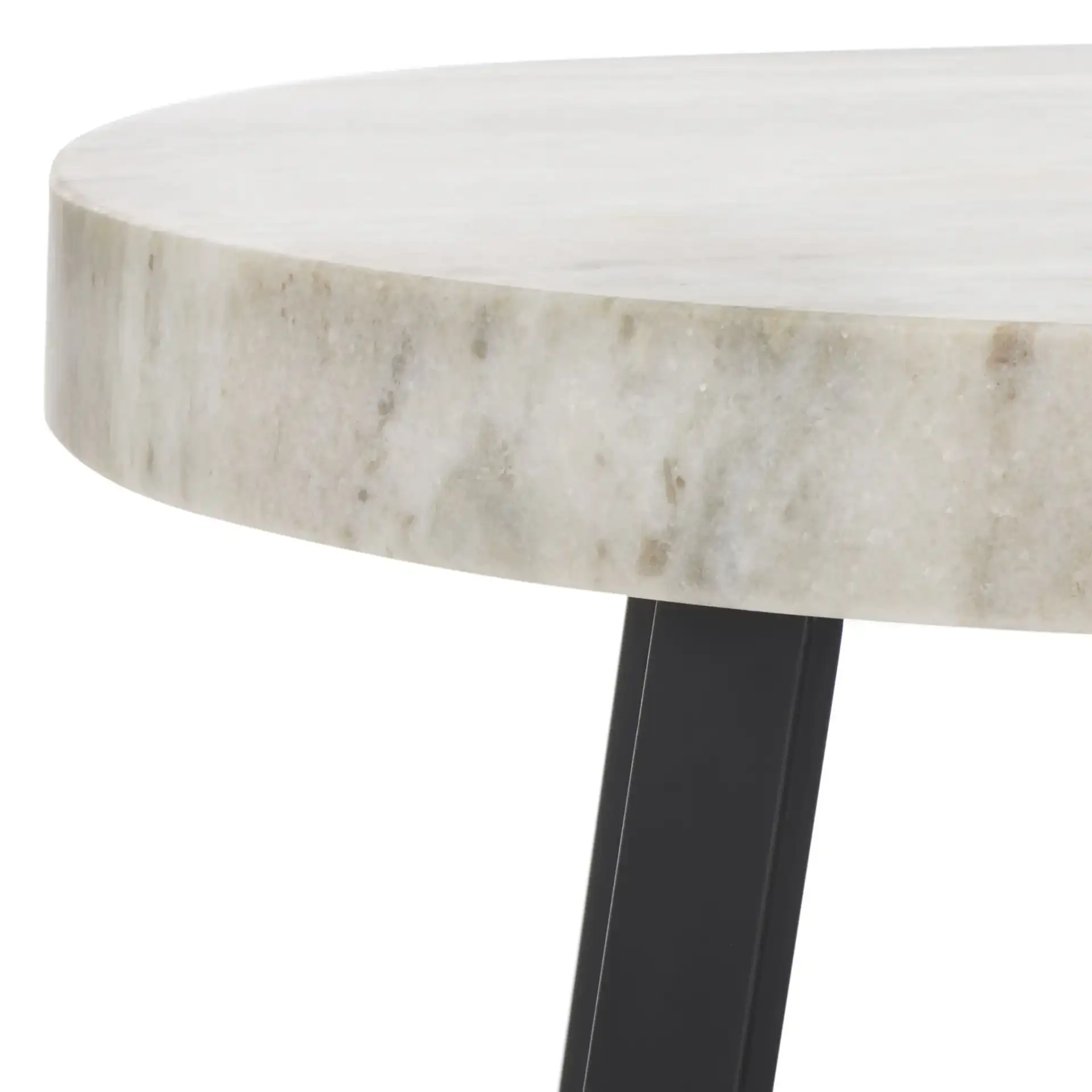Guenon Round Accent Table in Gray Marble / Black in a styled room