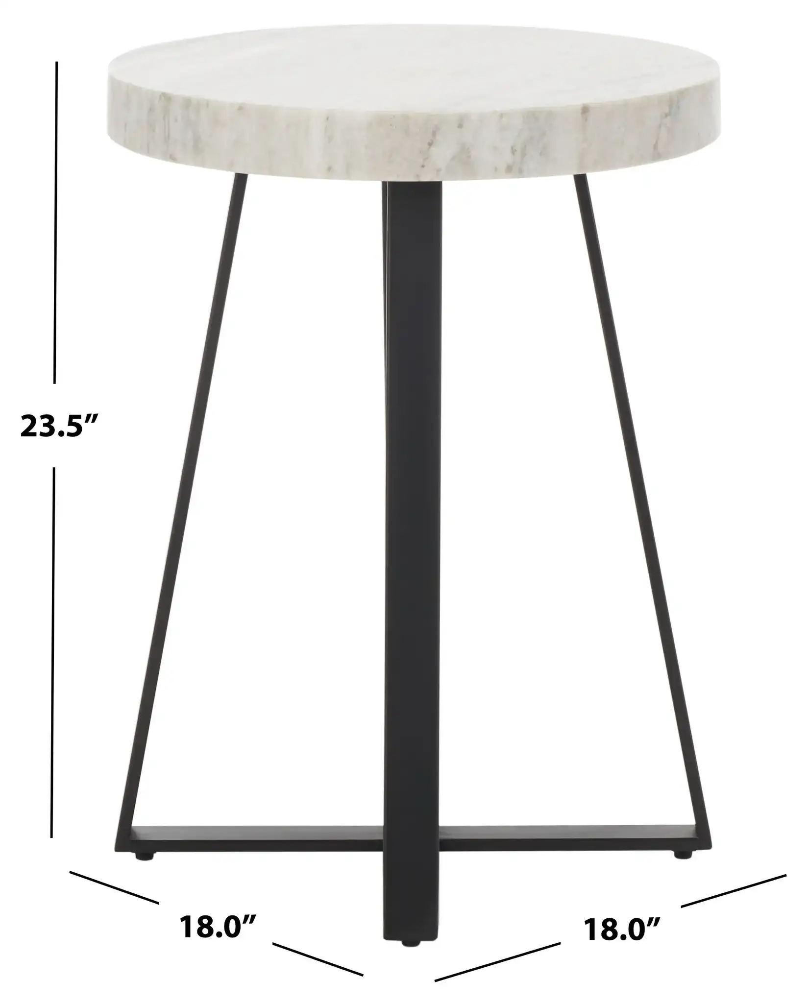 Guenon Round Accent Table in Gray Marble / Black, detail view