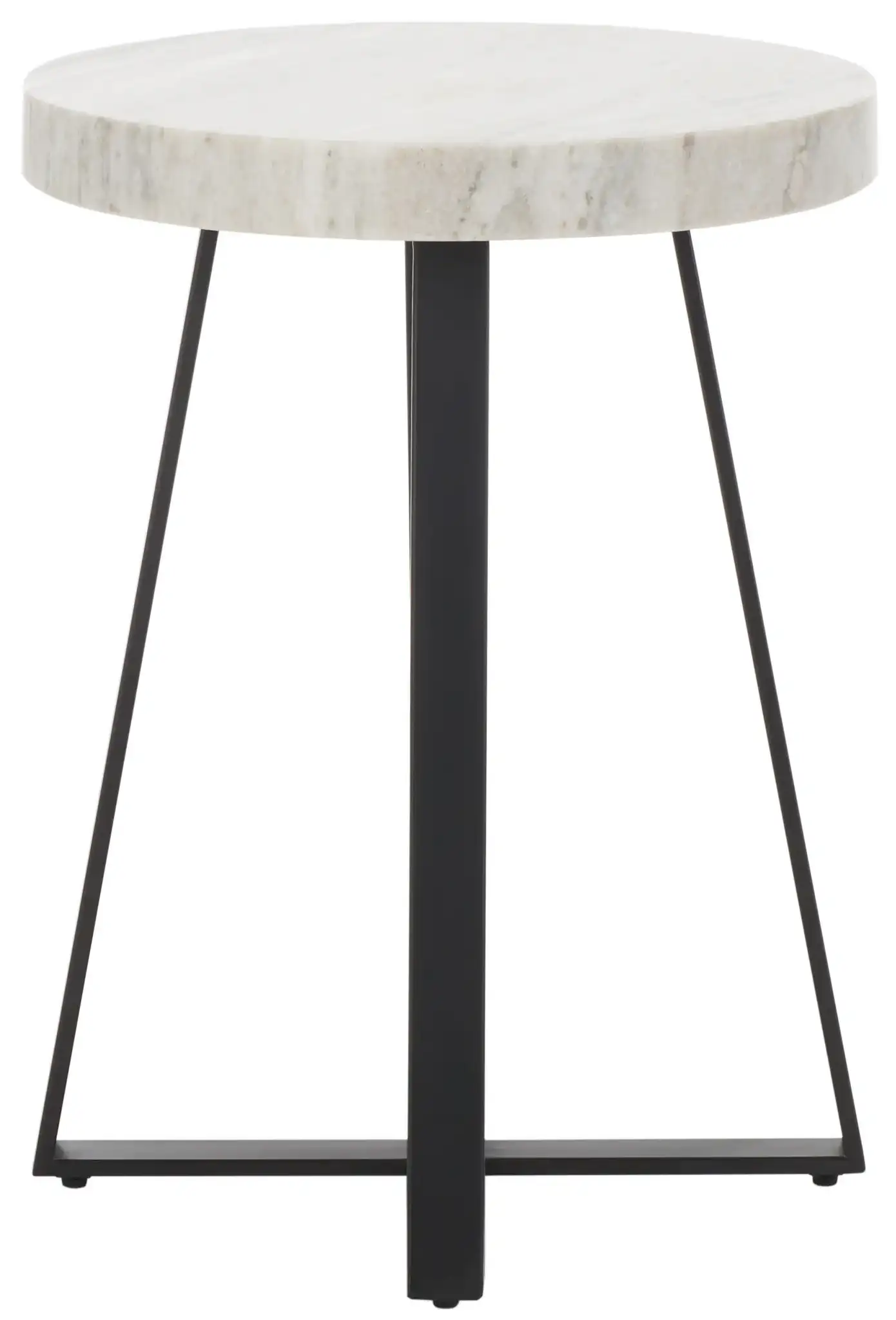 Guenon Round Accent Table in Gray Marble / Black