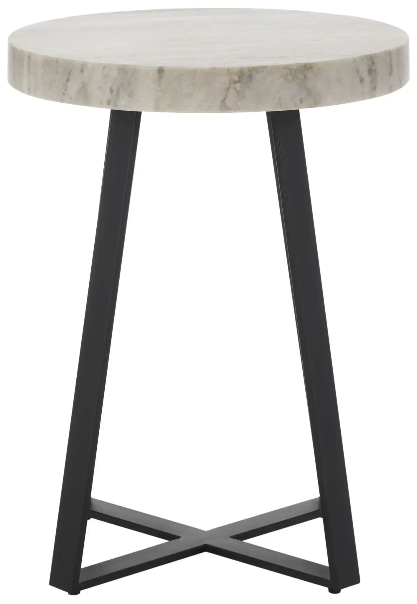 Guenon Round Accent Table in Gray Marble / Black, detail view