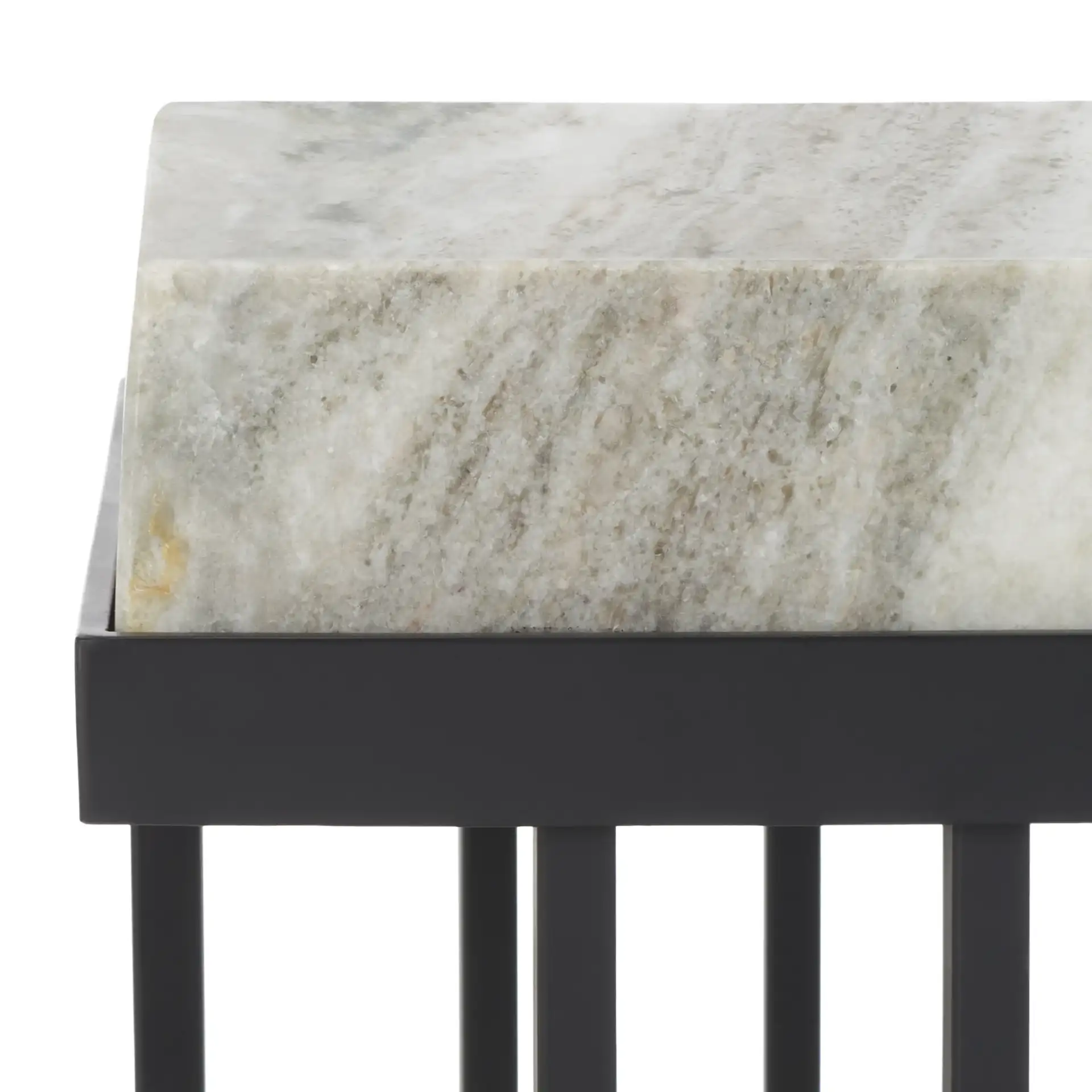 Gustaf Rectangle Accent Table in Sand Brown Marble / Black in a styled room