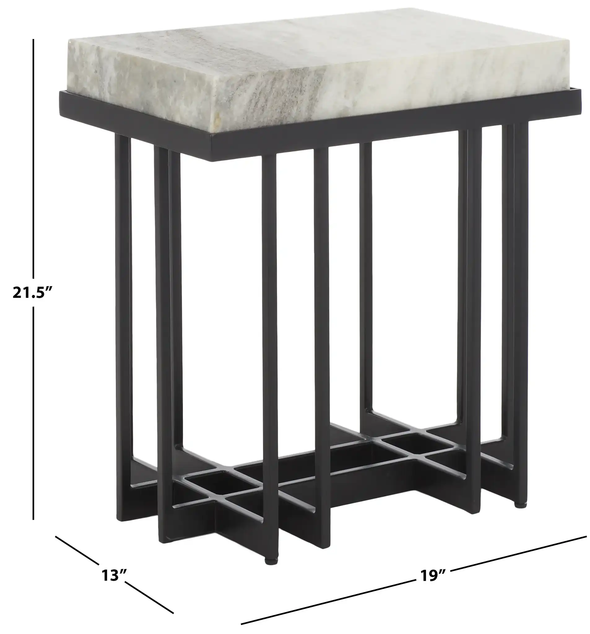 Gustaf Rectangle Accent Table in Sand Brown Marble / Black, detail view