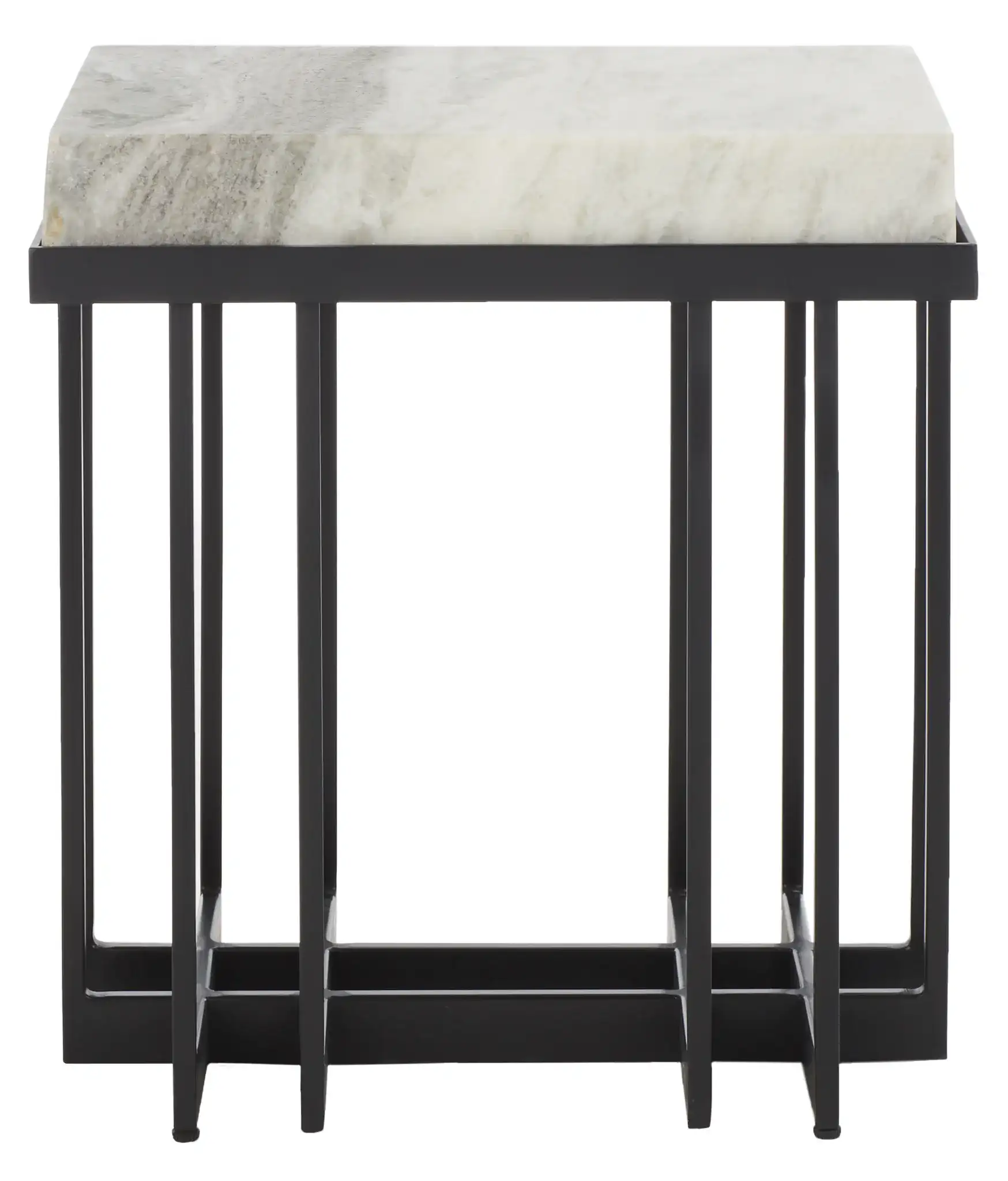 Gustaf Rectangle Accent Table in Sand Brown Marble / Black