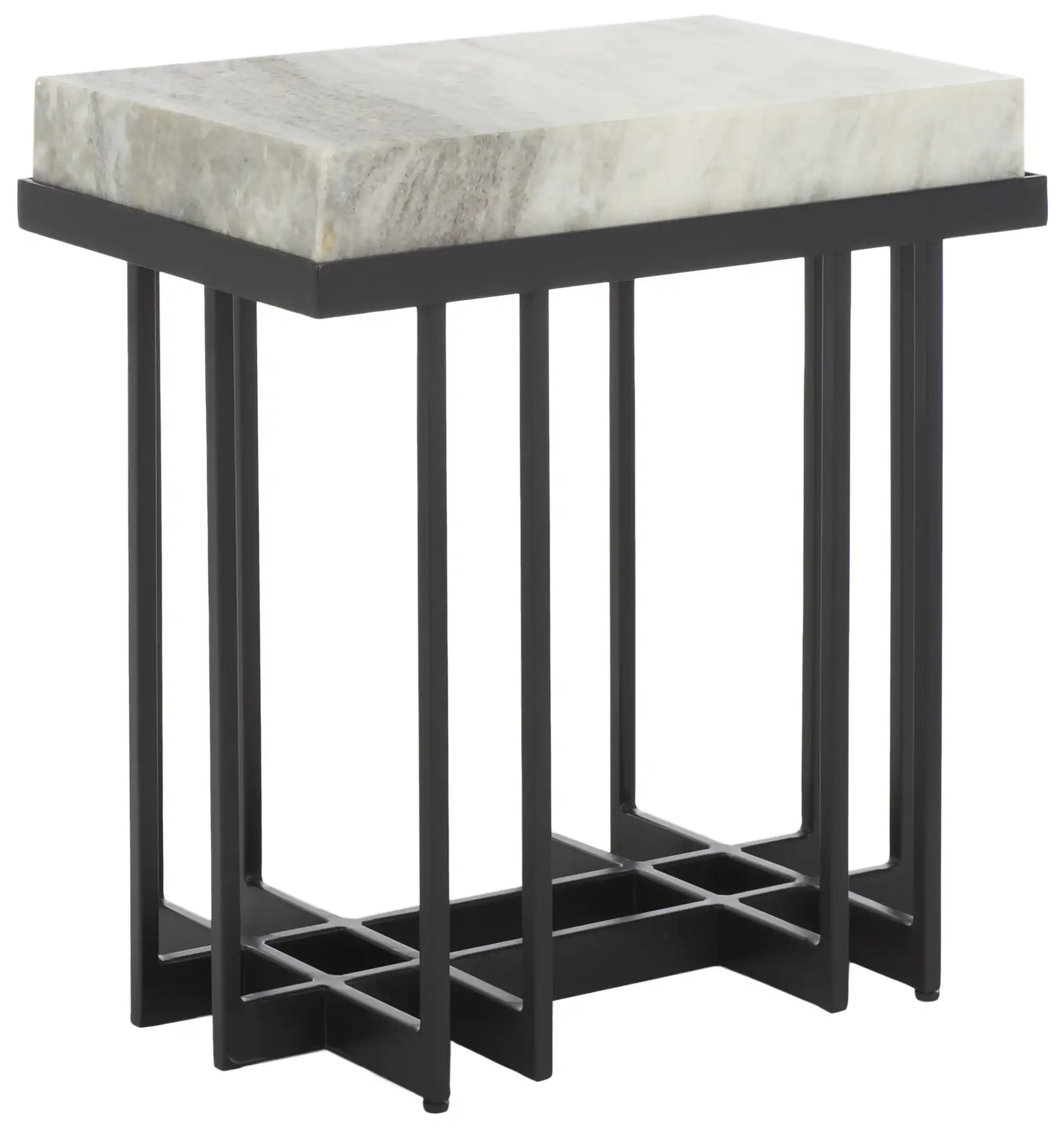 Gustaf Rectangle Accent Table in Sand Brown Marble / Black, detail view