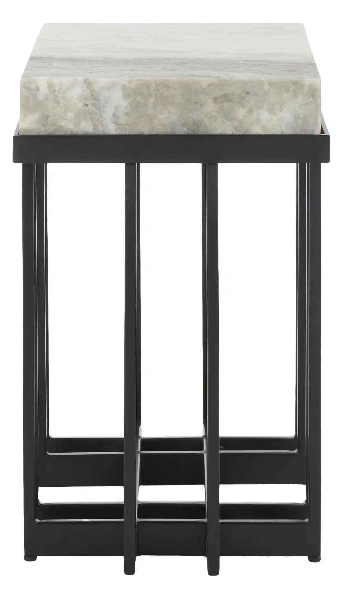 Gustaf Rectangle Accent Table in Sand Brown Marble / Black, detail view