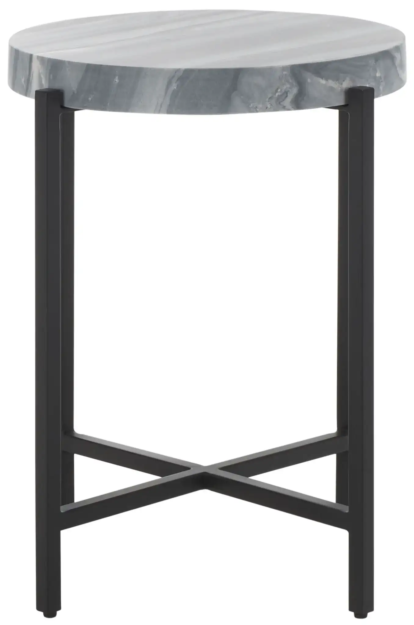 Gustavia Round Accent Table in Gray Marble / Black, detail view